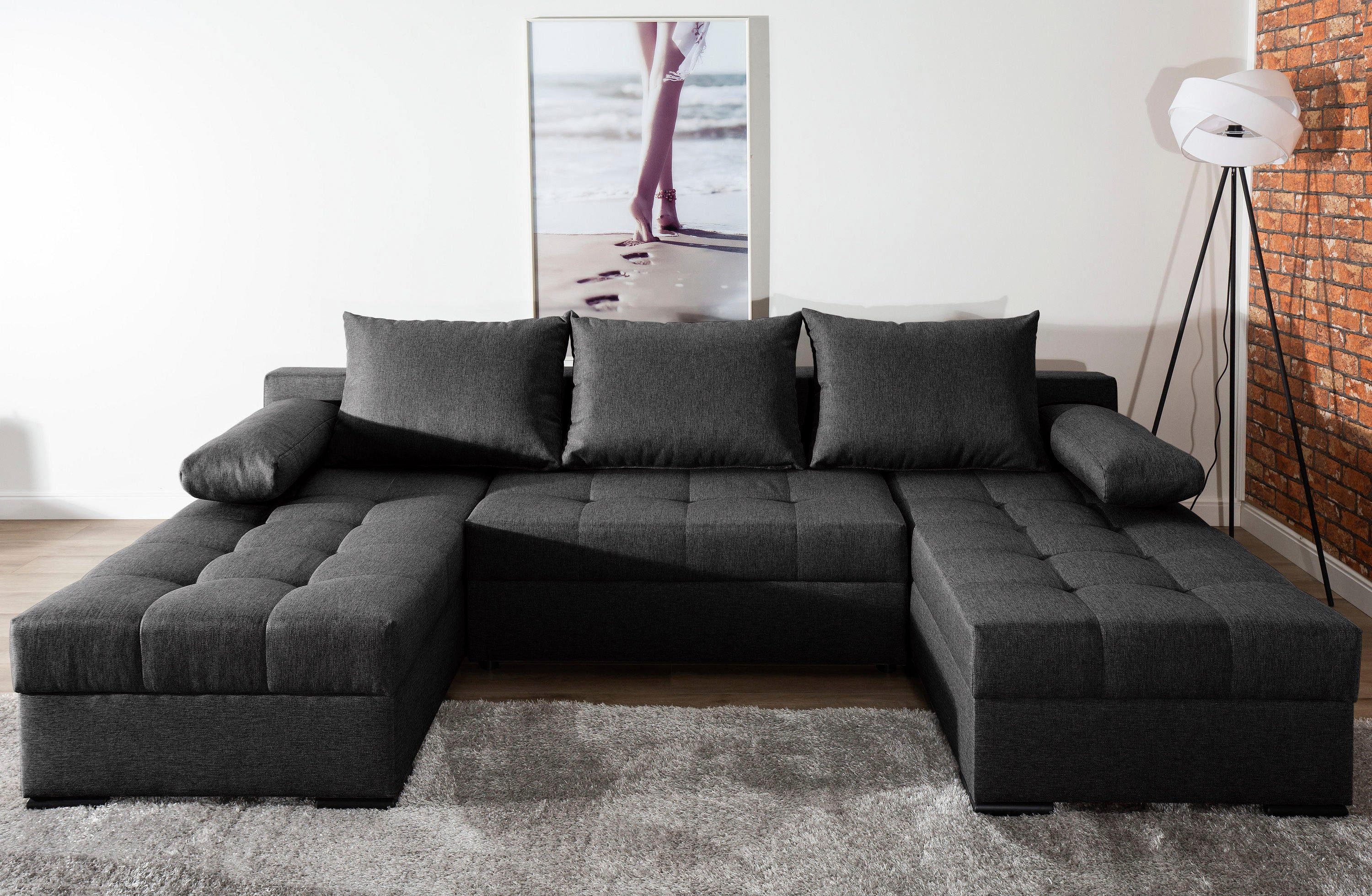 COLLECTION AB Wohnlandschaft Josy U-Form, B: 269 cm, mit Bettfunktion & Bettkasten, Federkern