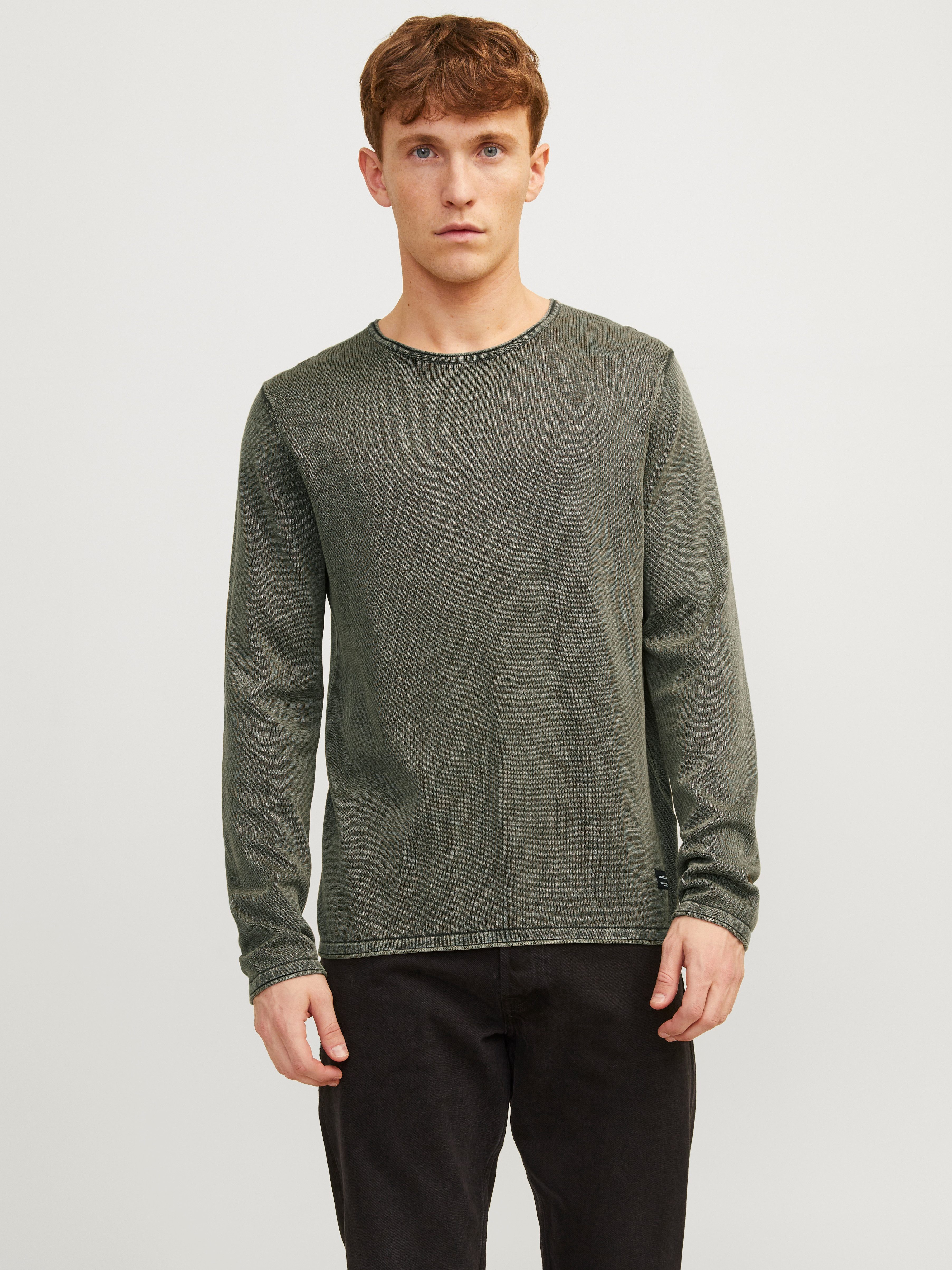 Jack & Jones Rundhalspullover JJELEO KNIT CREW NECK NOOS Baumwolle, regular fit