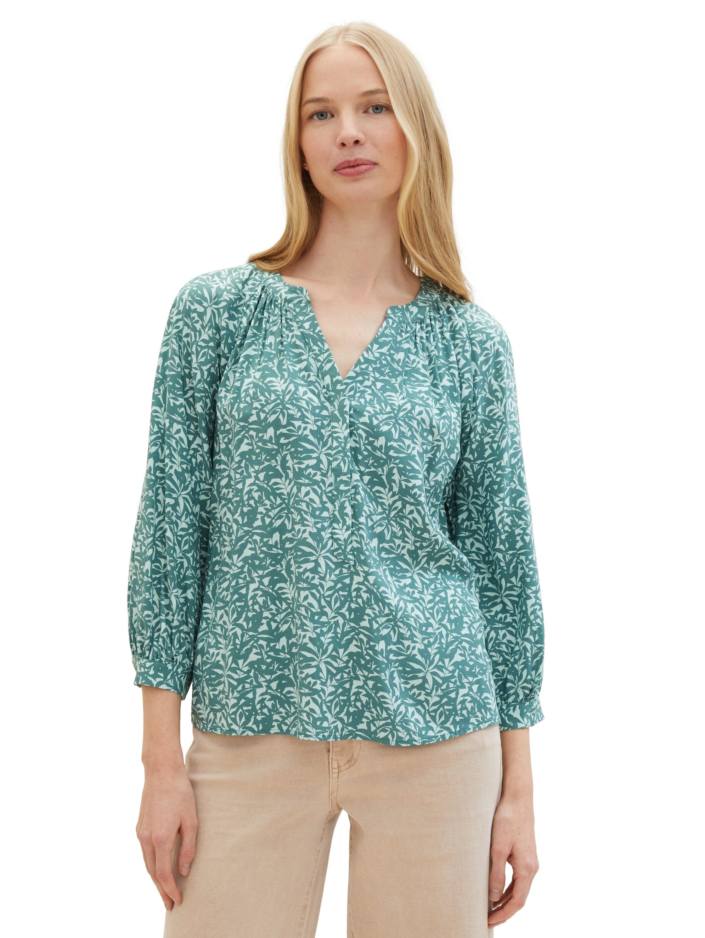 TOM TAILOR Druckbluse mit Serafino-Kragen günstig online kaufen
