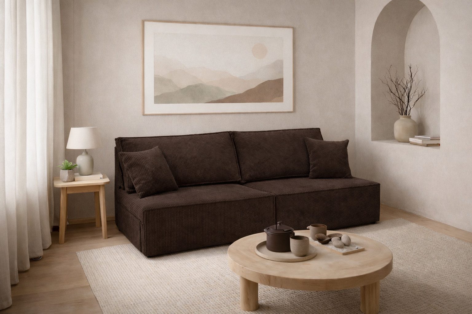 Kaiser Möbel Schlafsofa Sofa mit Schlaffunktion und Bettkasten, Cordstoff Poso, BEST MINI, Kompakte Größe – ideal für kleine Räume