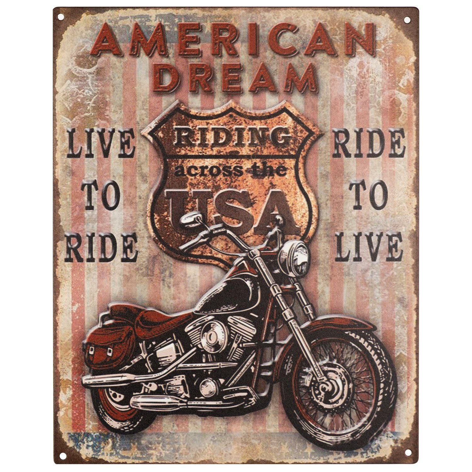 Metallschild Blechschild American Dream Live To Ride USA