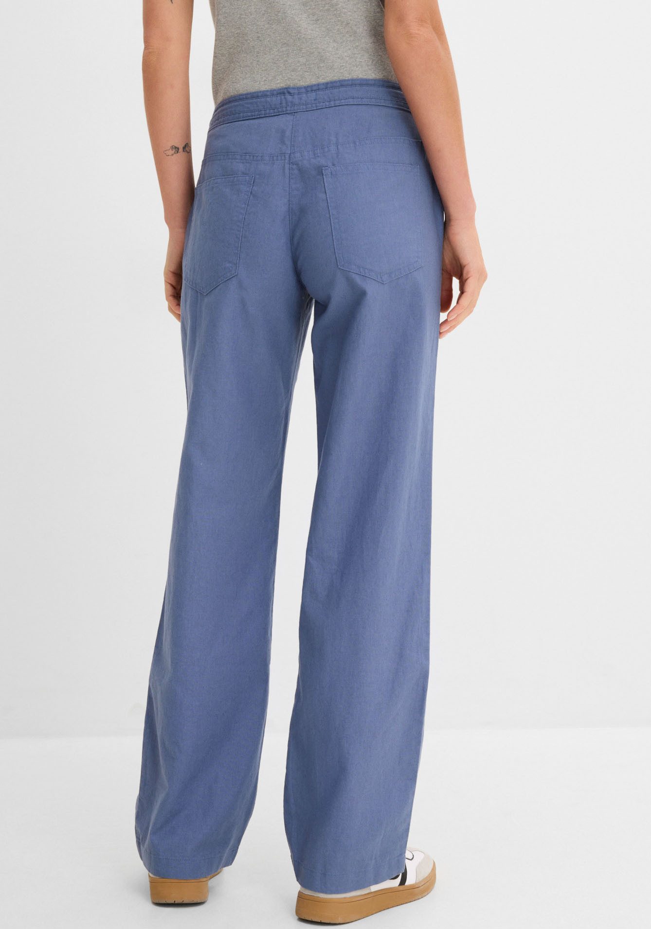 bonprix Leinenhose Loose Fit, mit Kordelzugbund, mit Eingrifftaschen, mit Gesäßtaschen