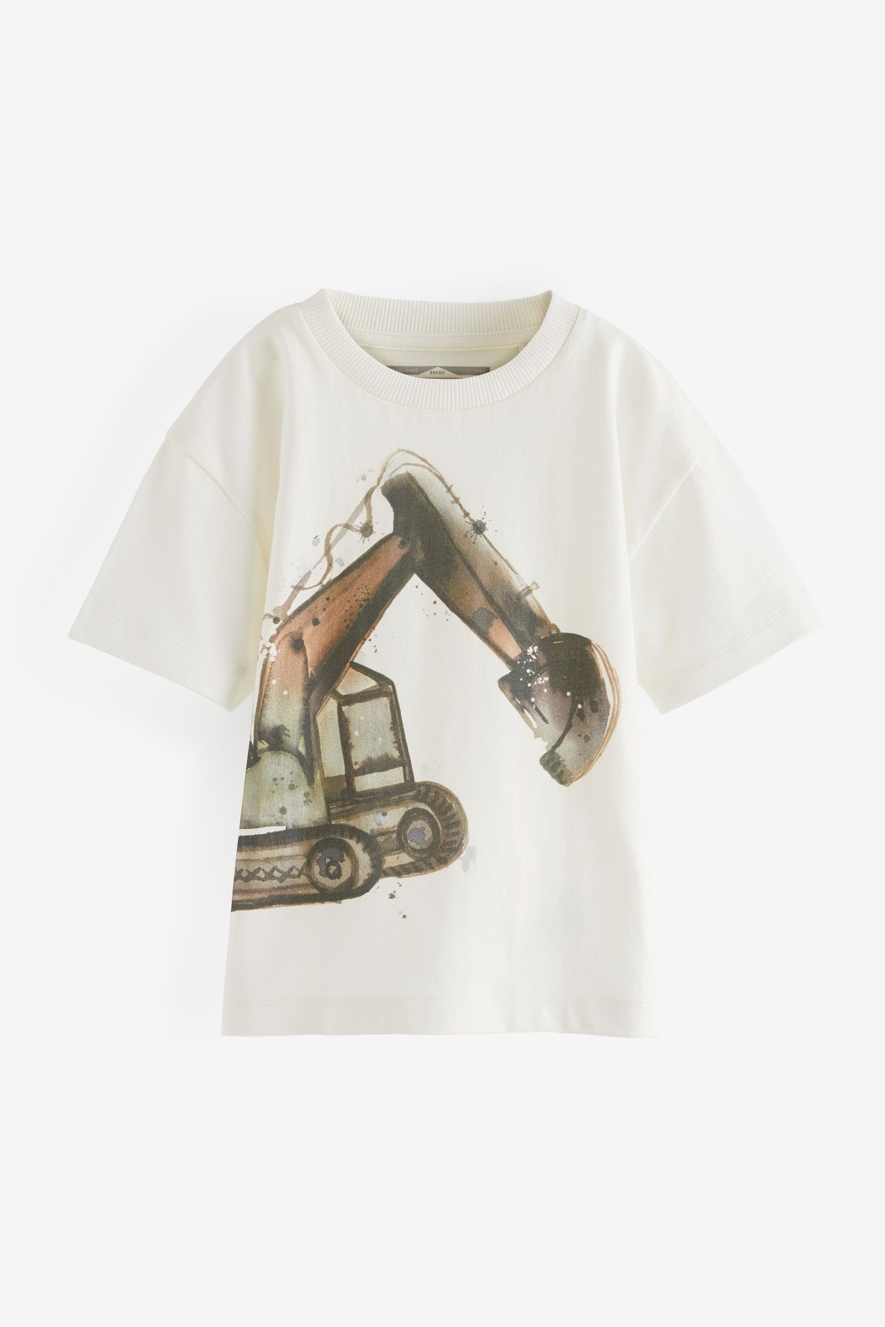 Next T-Shirt (1-tlg) Kurzarm-T-Shirt mit Oversized Figurenmotiv Digger White