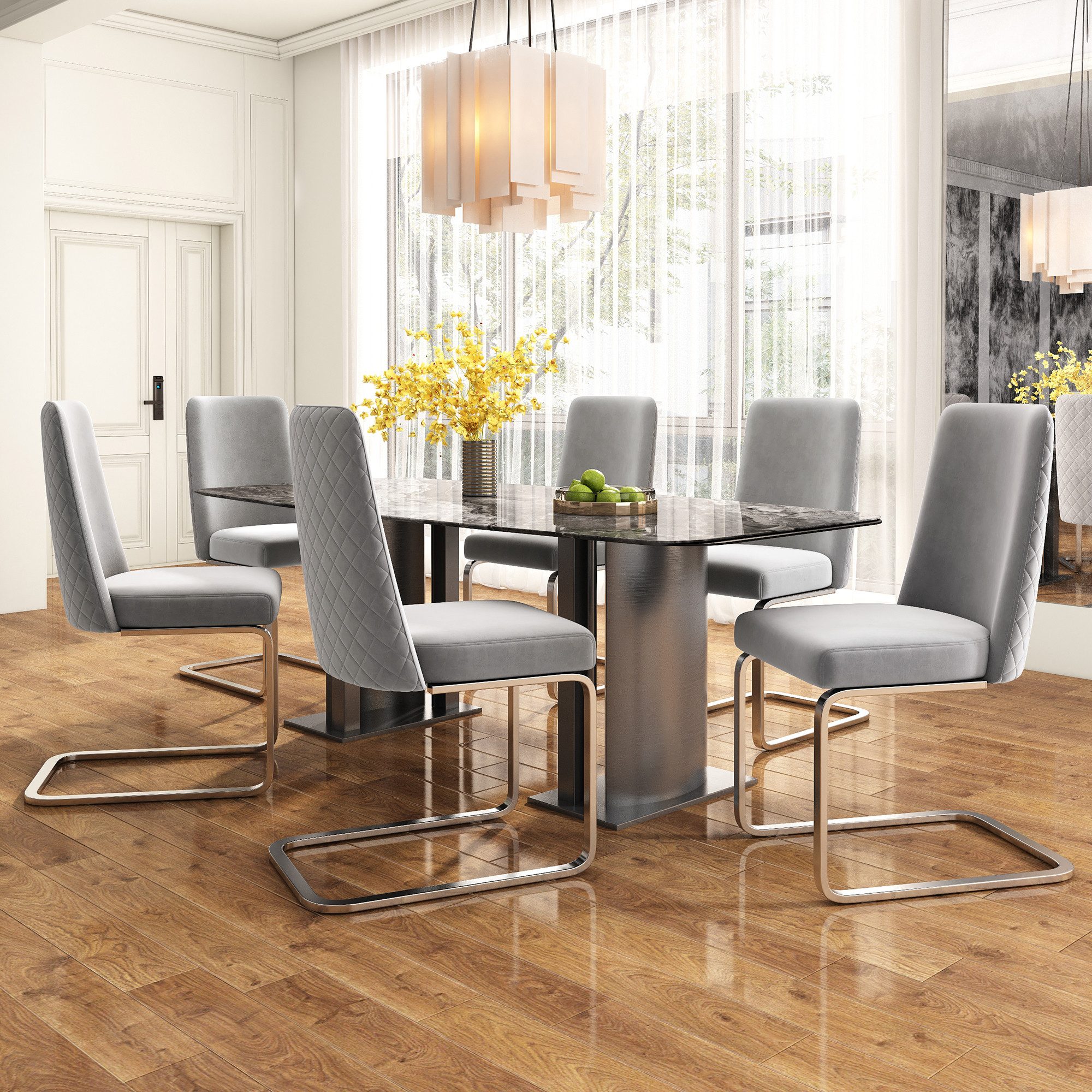 Flieks Freischwinger (Set, 6 St), 6er Set Esszimmerstühle Polsterstuhl Schw günstig online kaufen