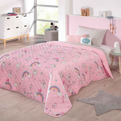 Bettüberwurf Kitty rosa, Delindo Lifestyle, auch als Sofaüberwurf geeignet
