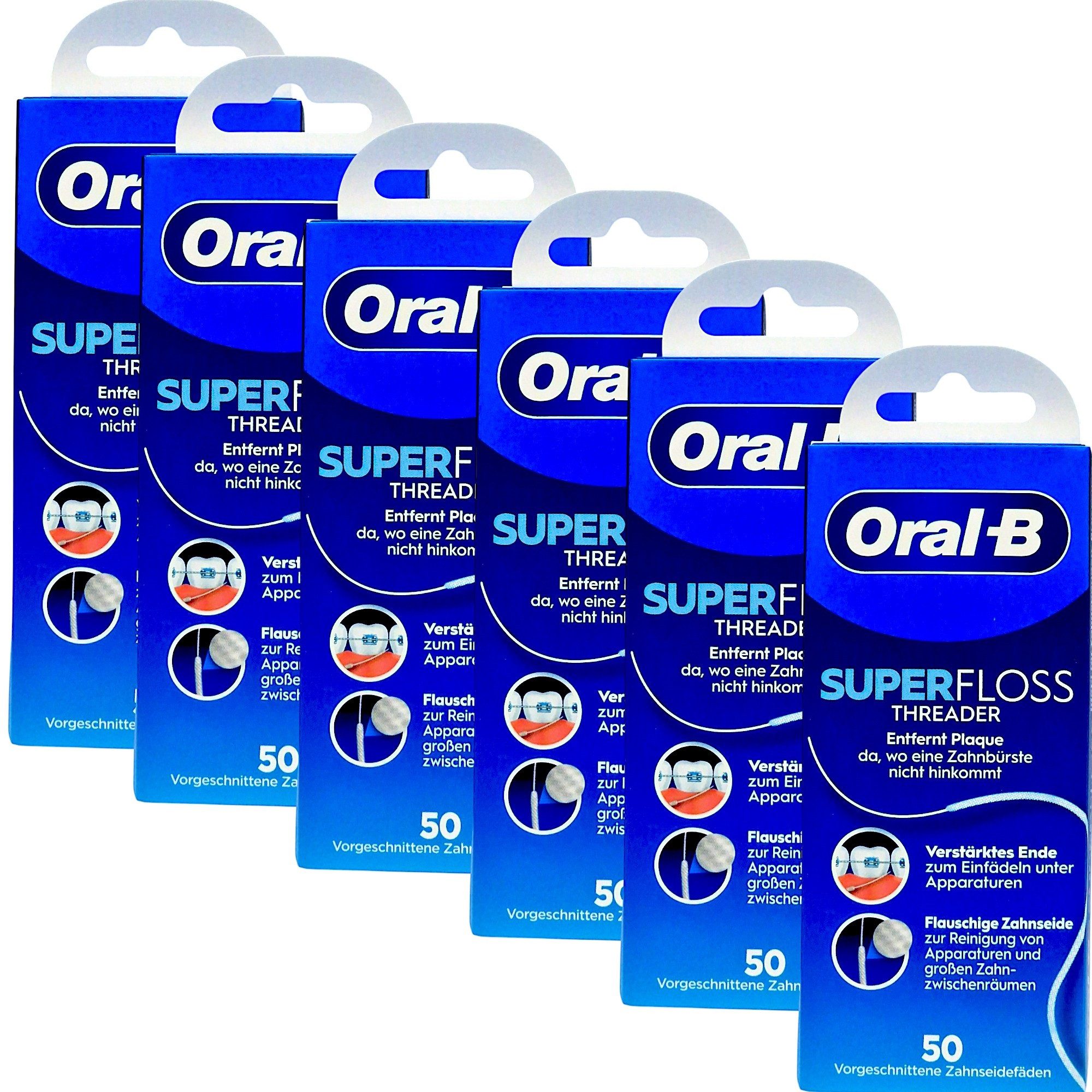 Zahnseide 6x Oral B SuperFloss Zahnseide 6x 50 Fäden
