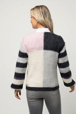 Gina Laura Strickpullover Pullover Oversized Colorblocking Rundhals Langarm