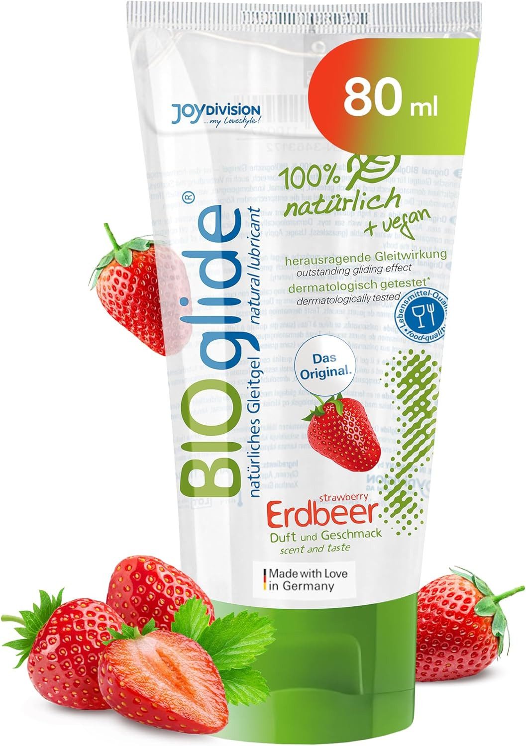 JOYDIVISION Gleitgel BIOglide Erdbeere, zertifizierte Naturkosmetik, vegan, Erdbeerduft und Geschmack