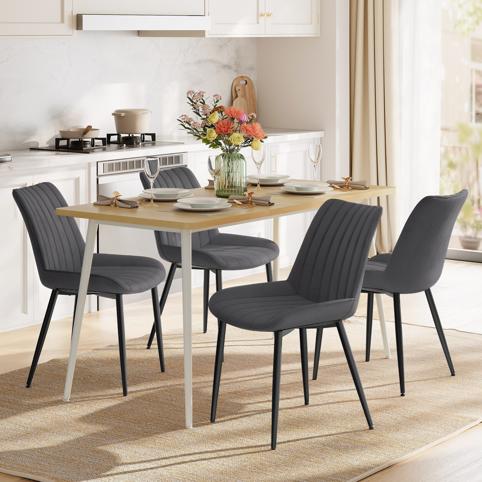 SONGMICS Esszimmerstuhl Stuhlset – Polsterstühle, Moderner Küchenstuhl. Samt (4 St), Küchenstuhl, Samt,Polsterstuhl, bis 120 kg, ERGONOMISCHES DESIGN