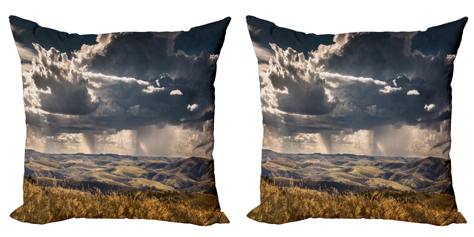 Kissenbezüge Modern Accent Doppelseitiger Digitaldruck, Abakuhaus (2 Stück), Natur Fluffy Wolken Gebirge