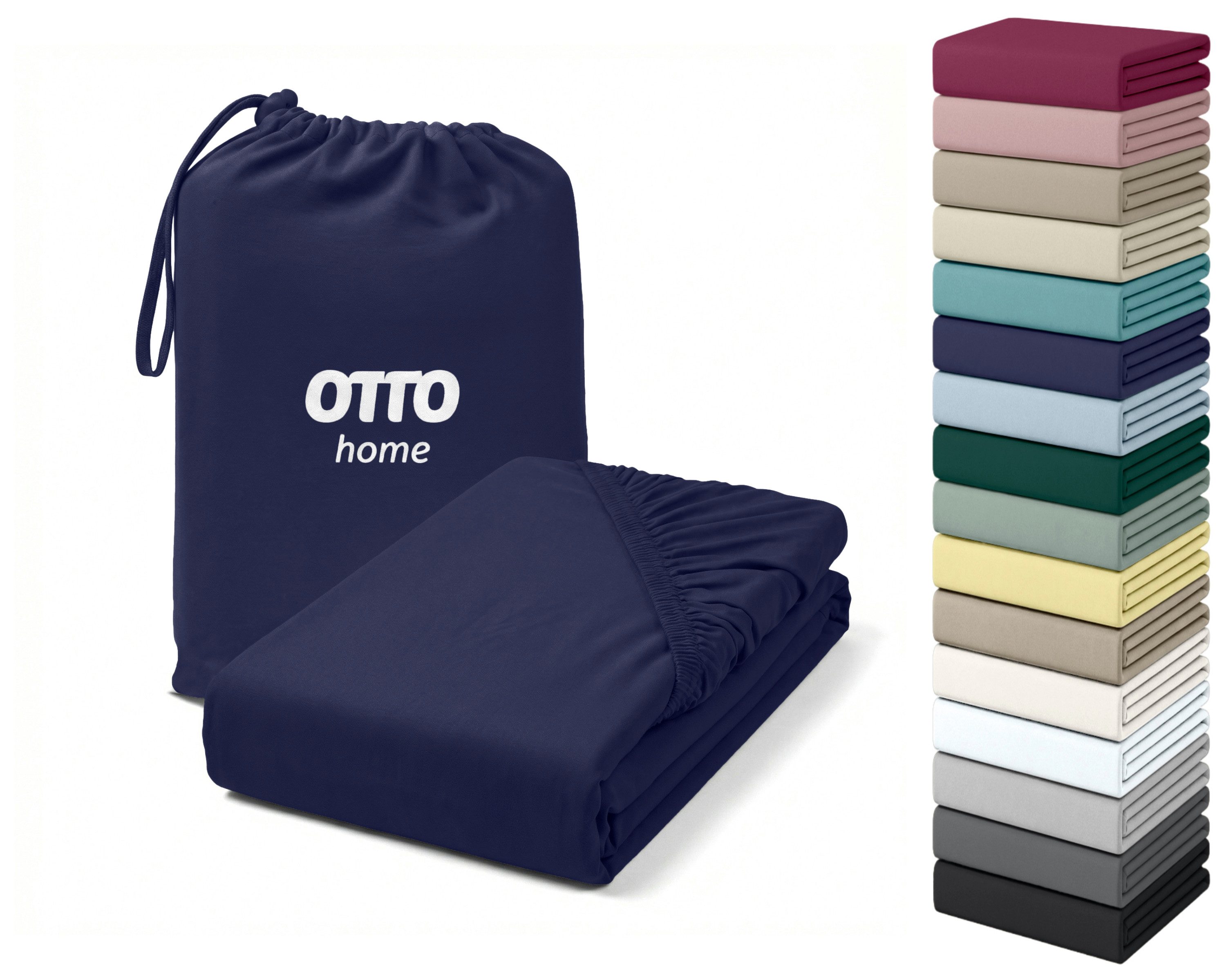 OTTO home Spannbettlaken Cremona, Basic & Premium Qualität mit Elasthan, Jersey (180 g/m), Gummizug: rundum, (1 Stück), Bettlaken für Matratzen von 20-25 cm Höhe, 96% Baumwolle & 4% Elasthan