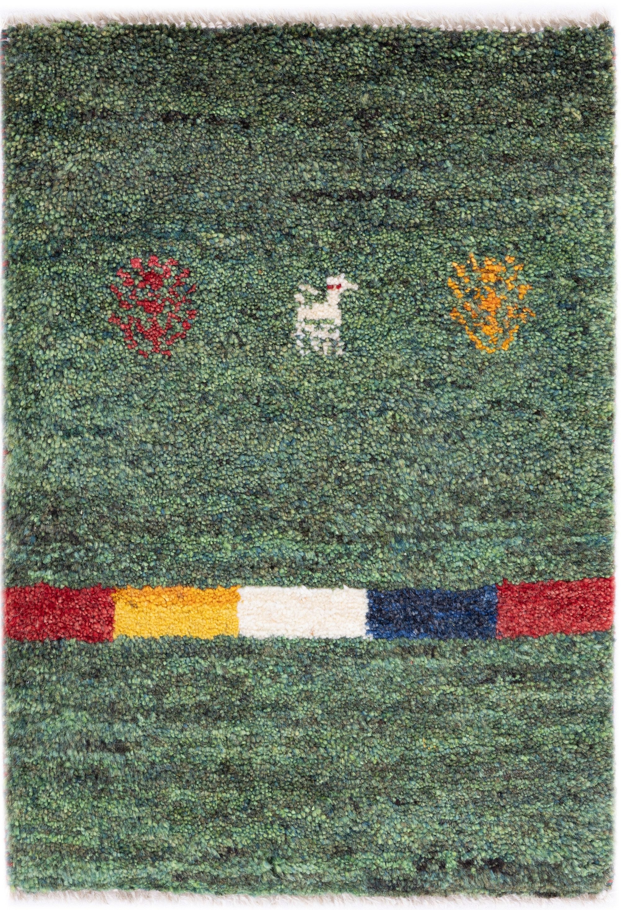 CABBEL Wollteppich Premium Perser Gabbeh Teppich Grün 40x60 cm, Rechteckig, Höhe: 20 mm, Handgeknüpftes Unikat aus 100% Wolle – langlebig und natürlich