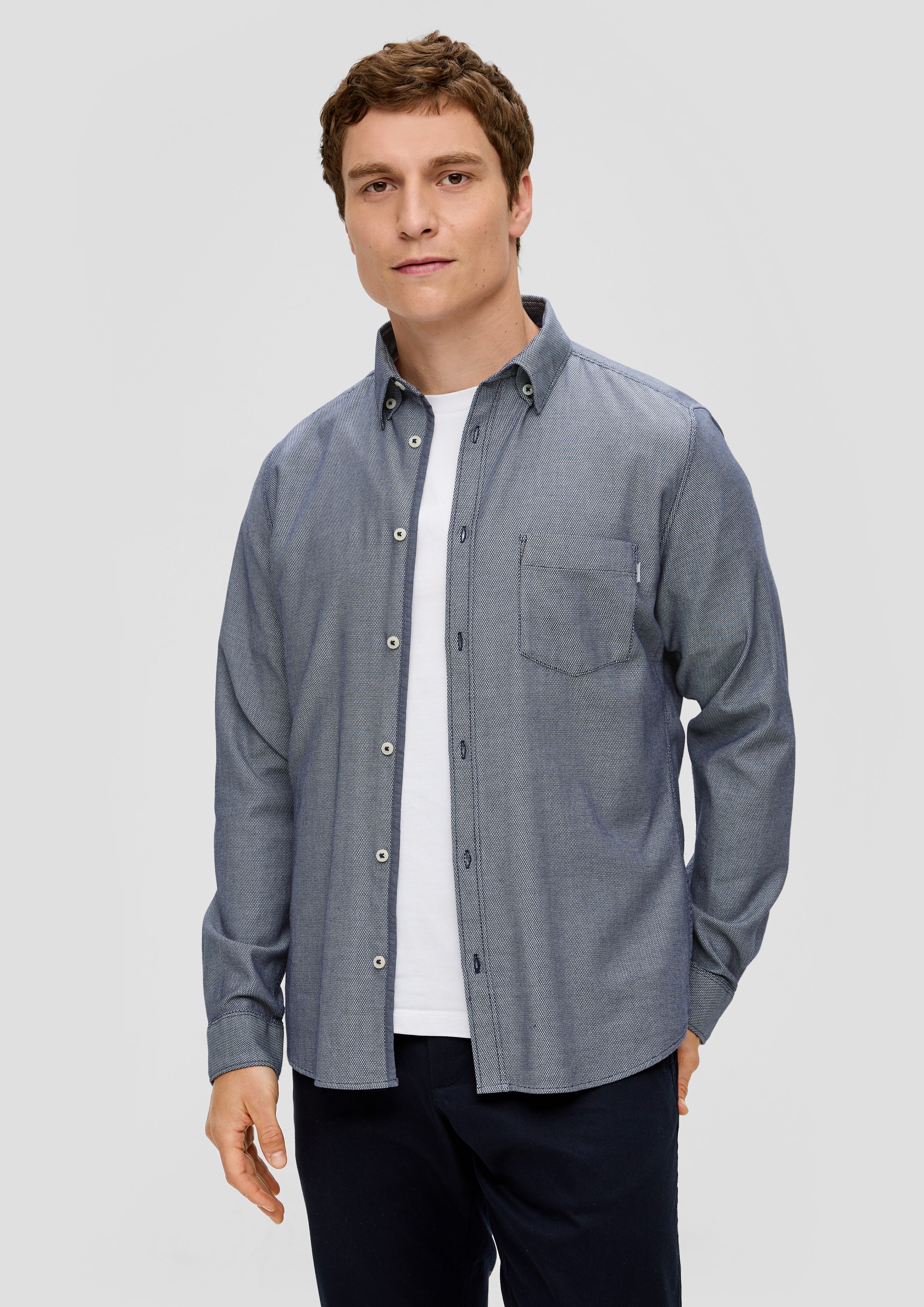 Langarmhemd Hemd im Slim Fit