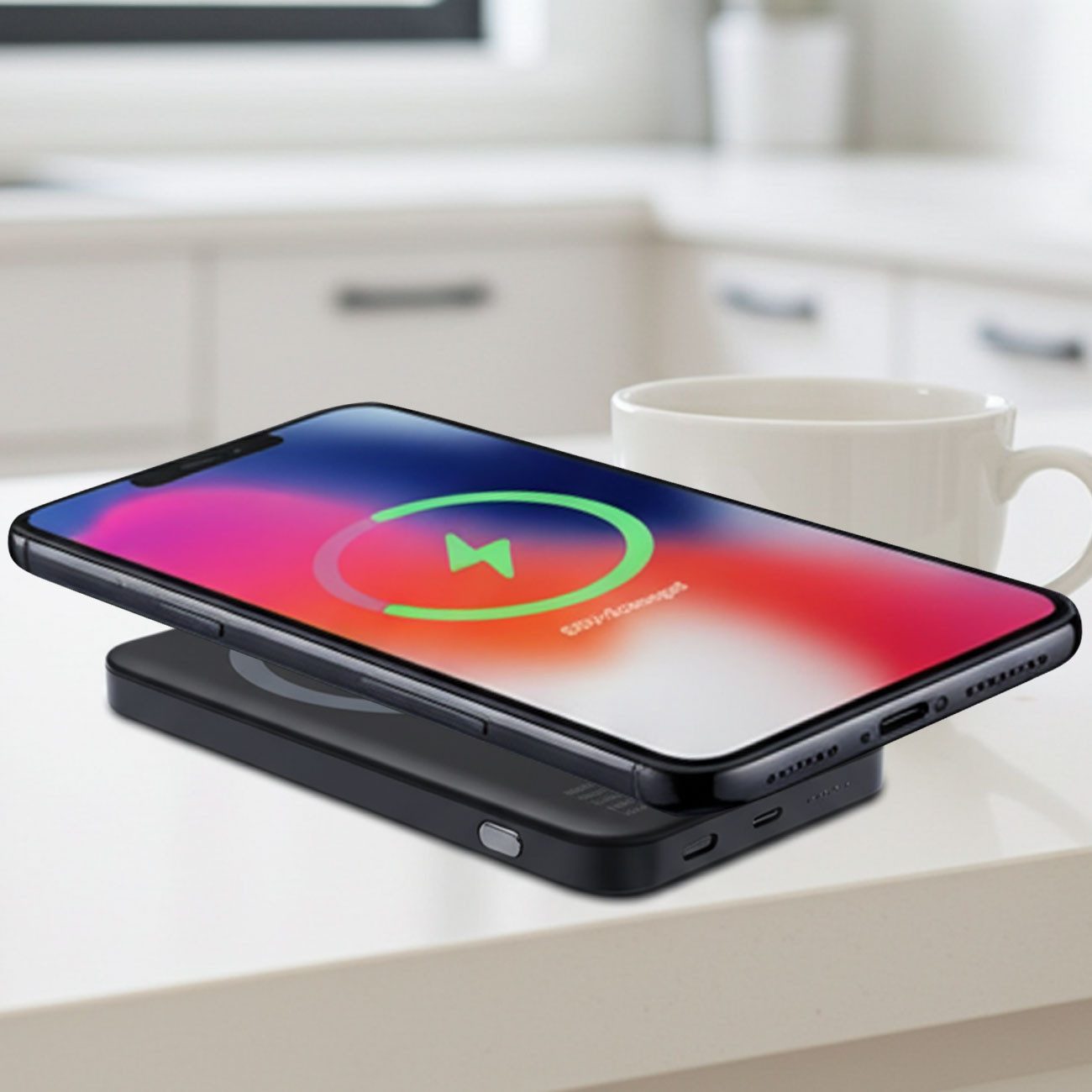 shop'n smile ideoon MagSafe Powerbank 5000 mAh, - Hochwertige kompakte Wireless Powerbank Smartphone-Ladegerät (Schnelles Laden Quick Charge für iPhone & Android)