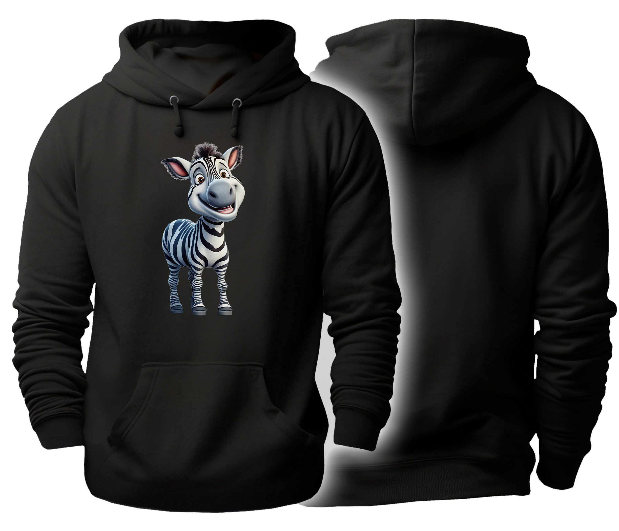 MyDesign24 Hoodie Wildtier Kapuzen Pulli - Zebra Herren und Damen Kapuzensweater - Tier Hoodie i280