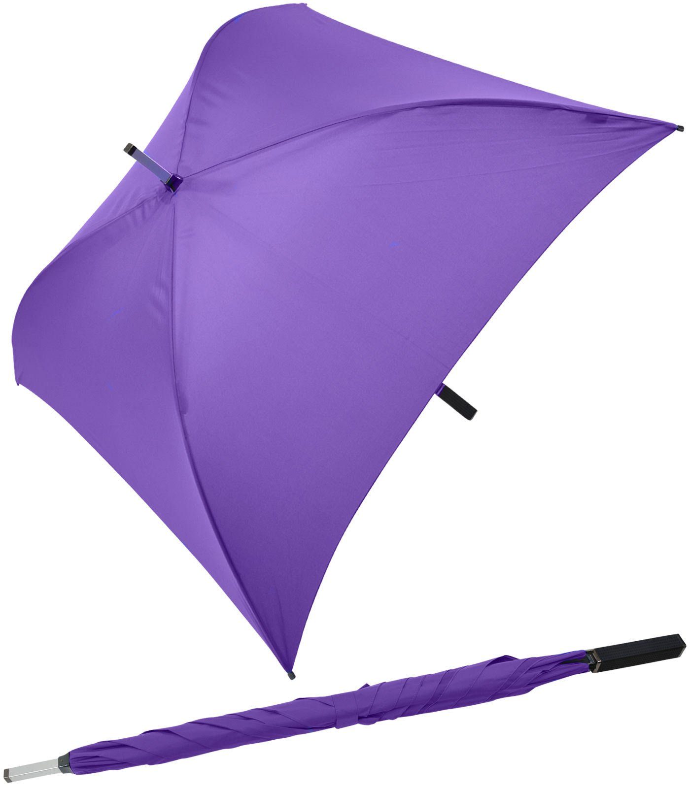[Neuer Eröffnungsverkauf] Impliva Langregenschirm violett Square® besondere Regenschirm, Regenschirm All voll der quadratischer ganz