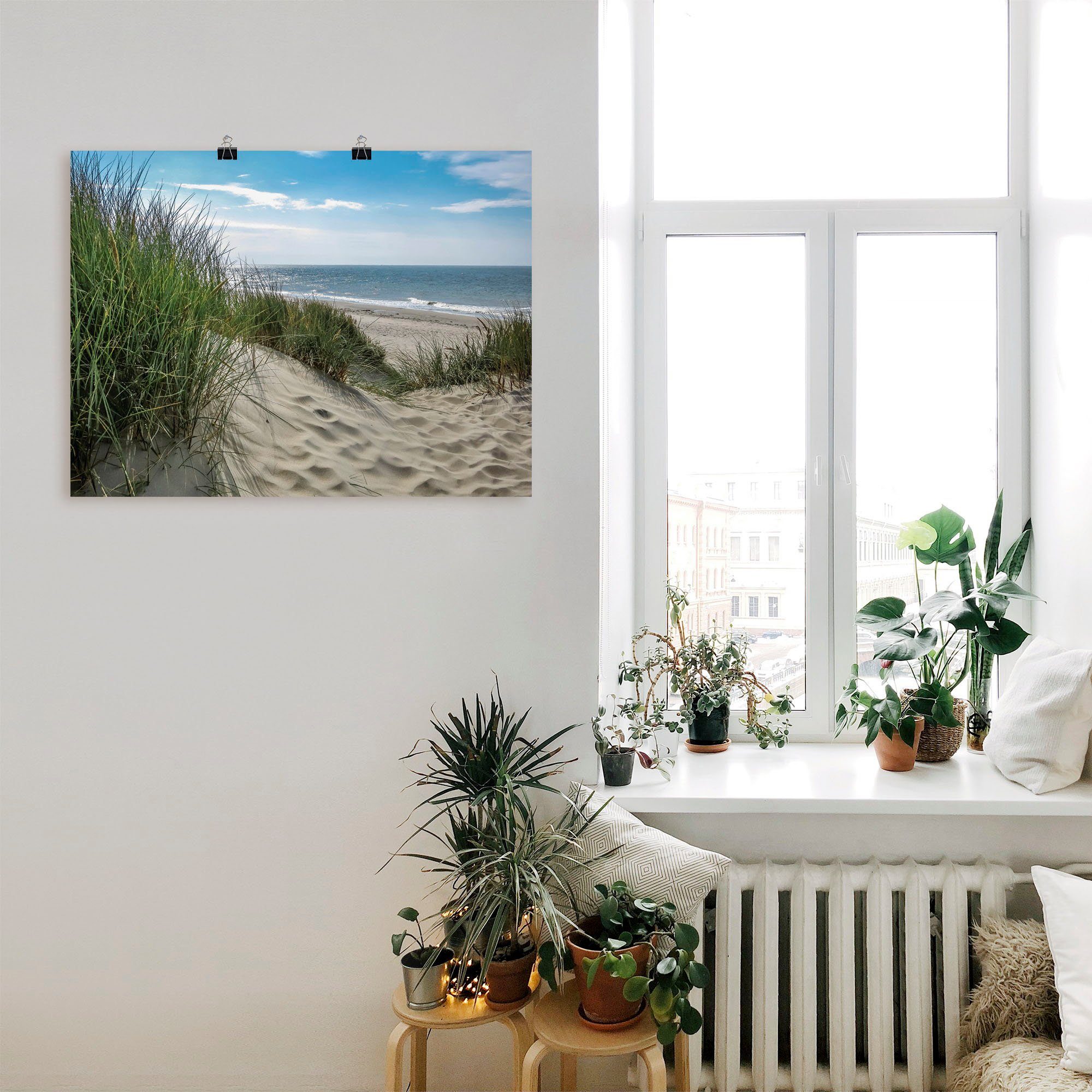 Artland Wandbild Dünenlandschaft im Sommer an der Nordsee, Strand (1 St), als Leinwandbild, Poster in verschied. Größen