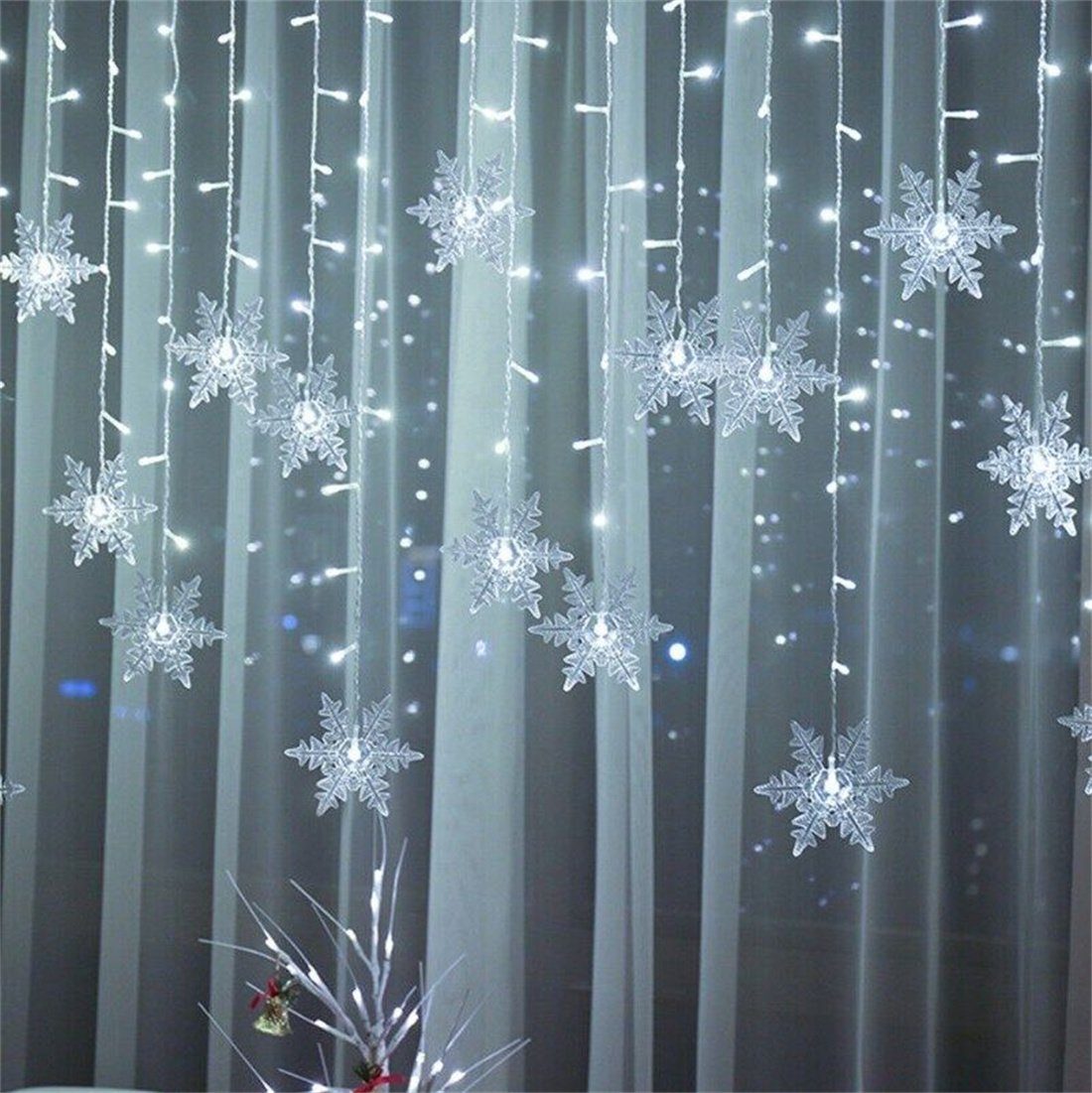 DÖRÖY LED Dekolicht Weihnachts-LED-Vorhang,Schneeflocken-Licht,dekoratives Licht