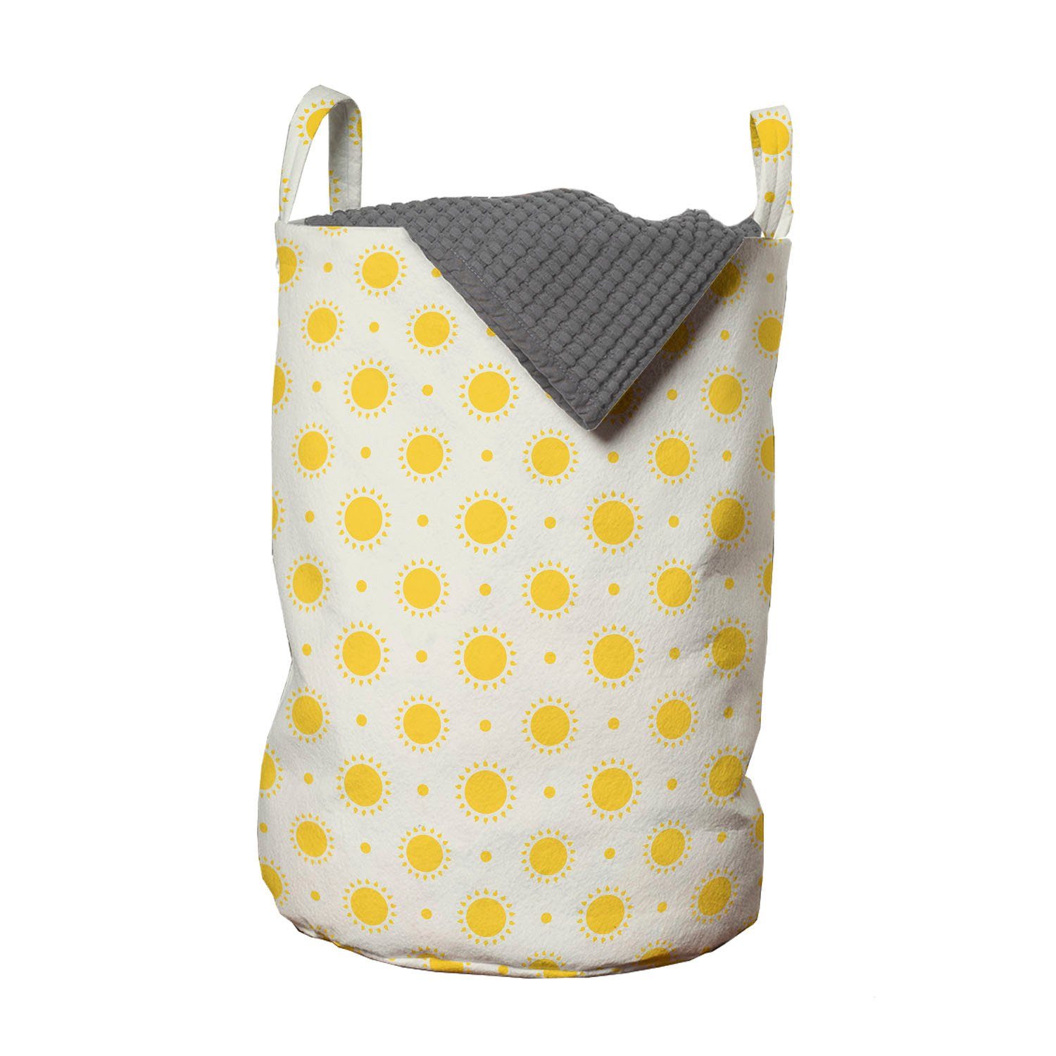 Abakuhaus Wäschesäckchen Wäschekorb mit Griffen Kordelzugverschluss für Waschsalons, Geometrisch Sommer Sonne Motiv