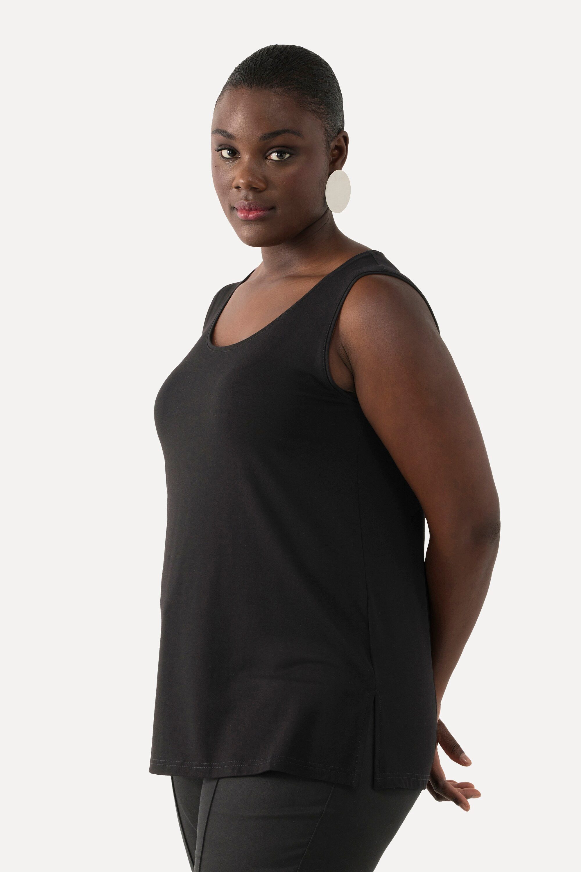 Ulla Popken Longtop Top Stretch Seitenschlitze Crêpe-Qualität günstig online kaufen