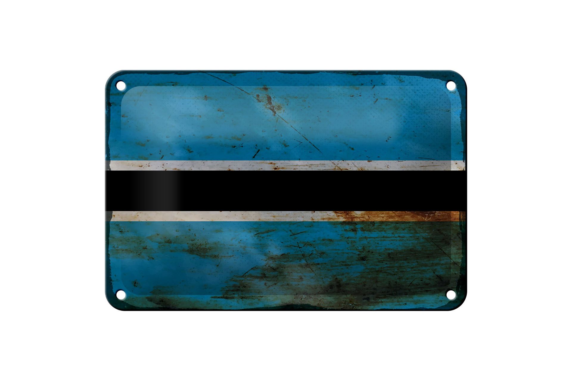 Femer GmbH Metallschild Flagge Botswana 18x12cm Flag of Botswana Rost, (1 St), gewölbte Oberfläche, abgerundete Ecken, umgeschlagene Kanten