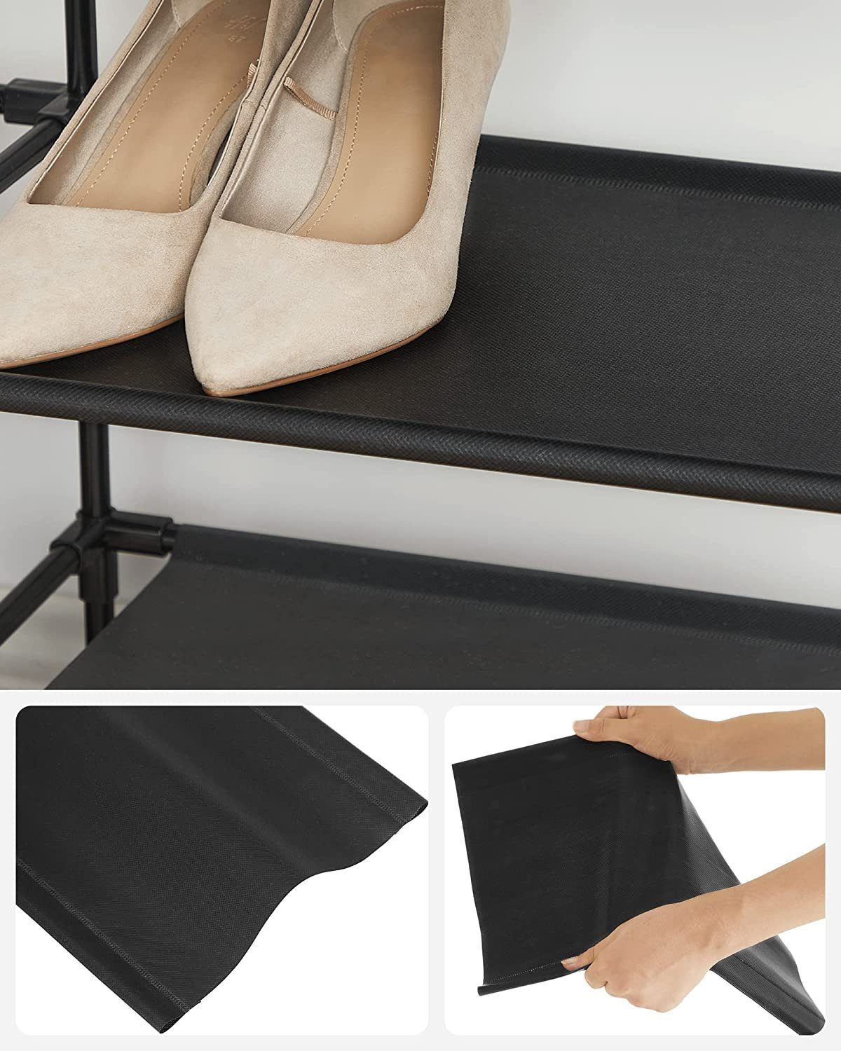SONGMICS Schuhregal Schuhablage, 10 Ebenen, für 20 Paar Schuhe und Stiefel, 28 x 45 x 173 cm, für Flur, Schlafzimmer, schmal, Metallgestell – Bild 5 von 5