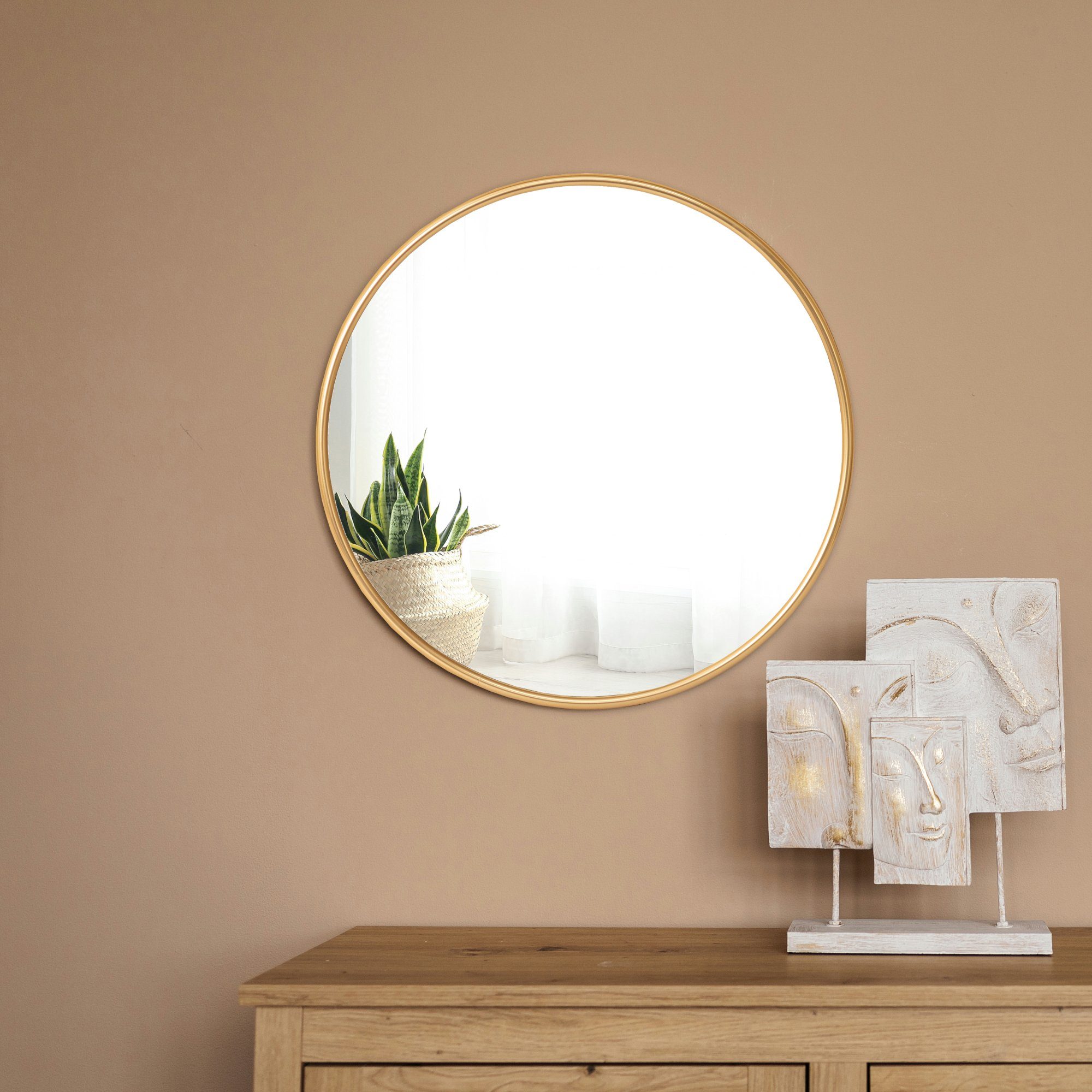 en.casa Wandspiegel, »Ordona« Hängespiegel Ø60cm Gold günstig online kaufen