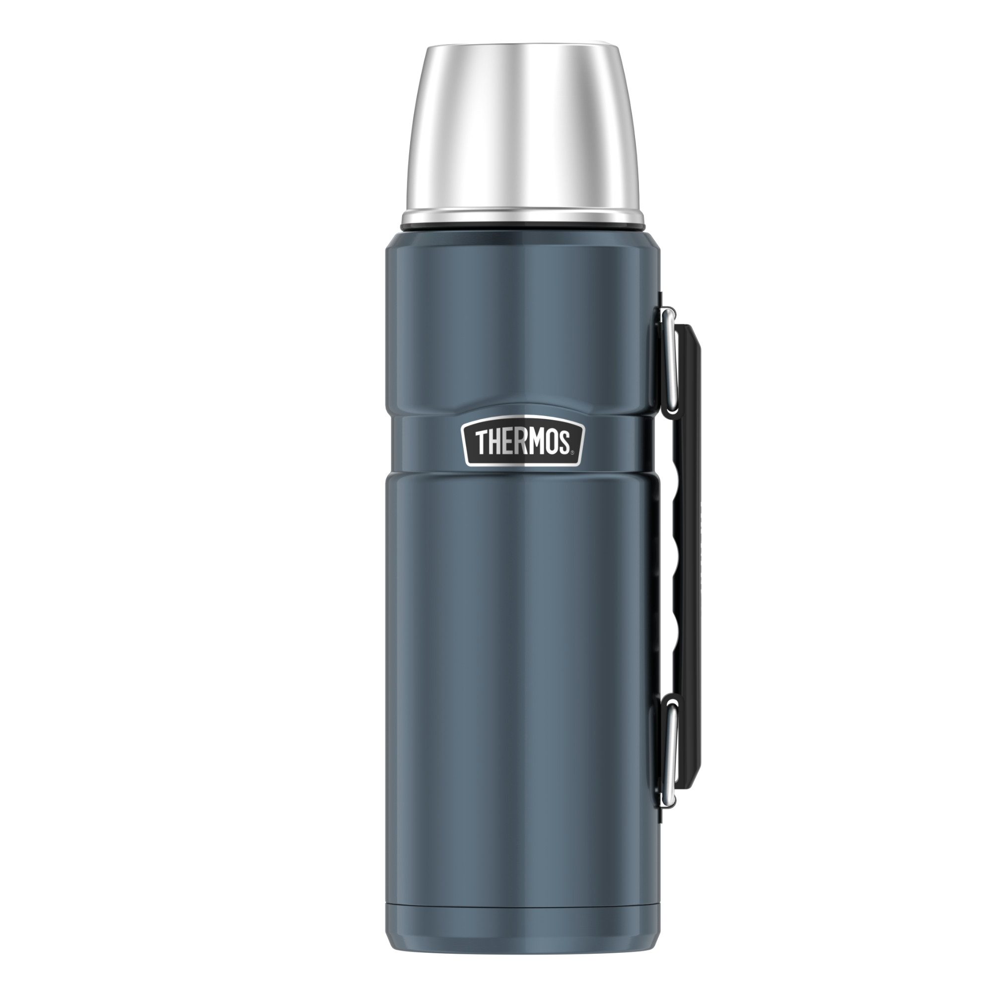 THERMOS Isolierflasche STAINLESS KING BEVERAGE BOTTLE, doppelwandiger Edelstahl, 1,2l, 24h heiß & 24h kalt, Spülmaschinenfest, Twist & Pour Lid, Becher