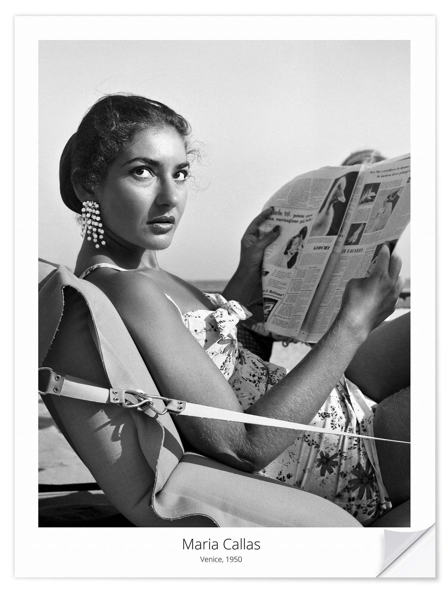 Posterlounge Wandfolie Bridgeman Images, Maria Callas, Venice, 1950, Schlafzimmer Fotografie