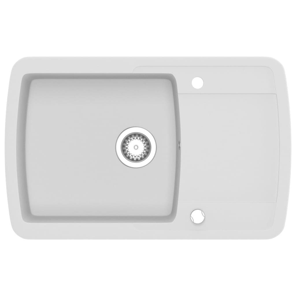 vidaXL Granitspüle Granitspüle Einzelbecken Weiß, 50/78 cm