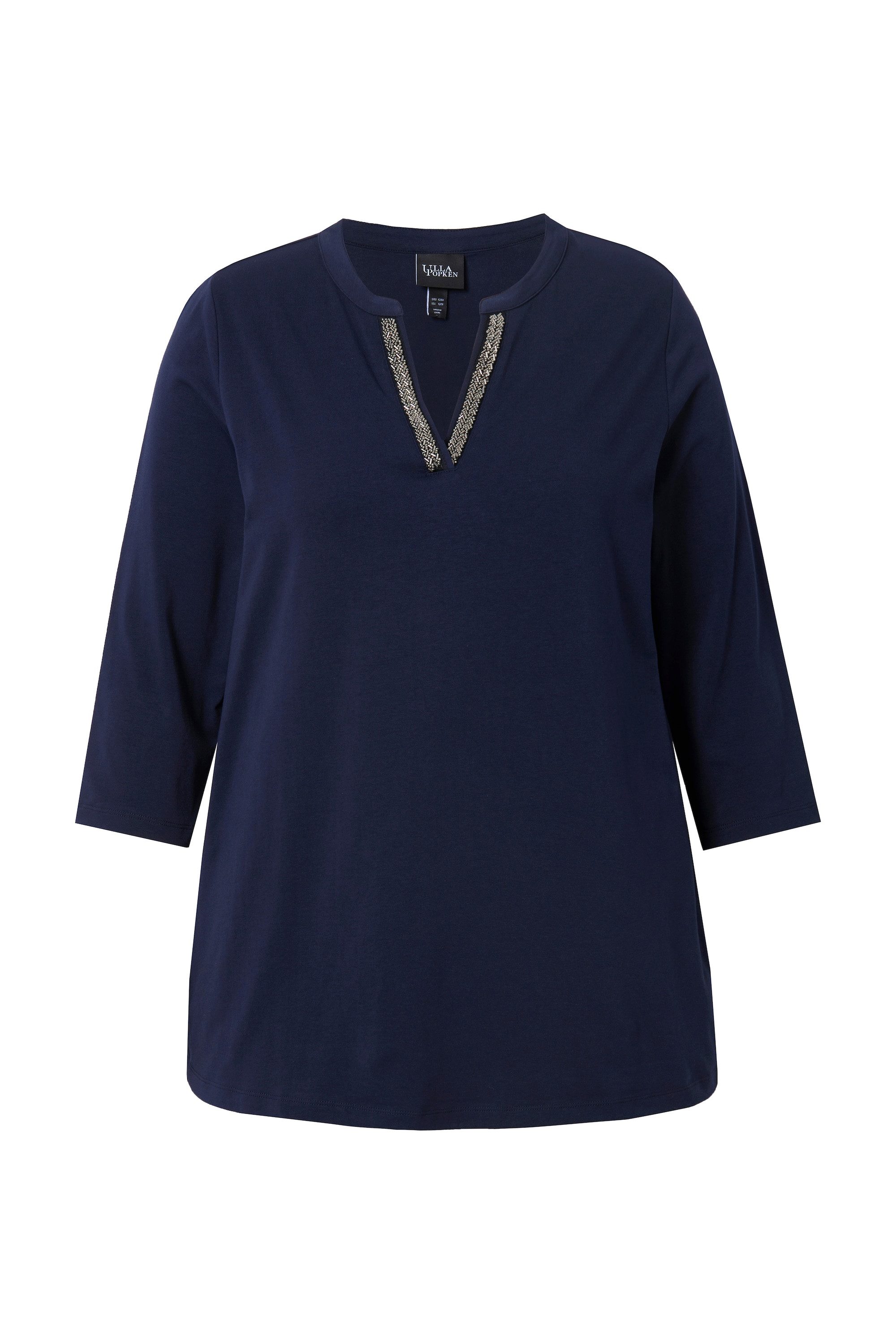 Ulla Popken Longshirt Longshirt A-Linie Tunika-Ausschnitt günstig online kaufen