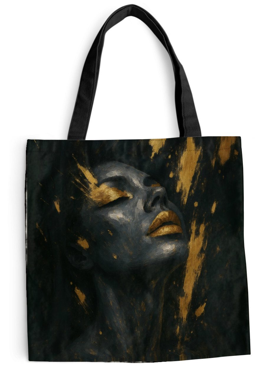 MuchoWow Shopper Gesicht - Frau - Farbspritzer - Abstrakt, Handtasche, Damen und Herren, Schultertasche, Umhängetasche, Tote Bag
