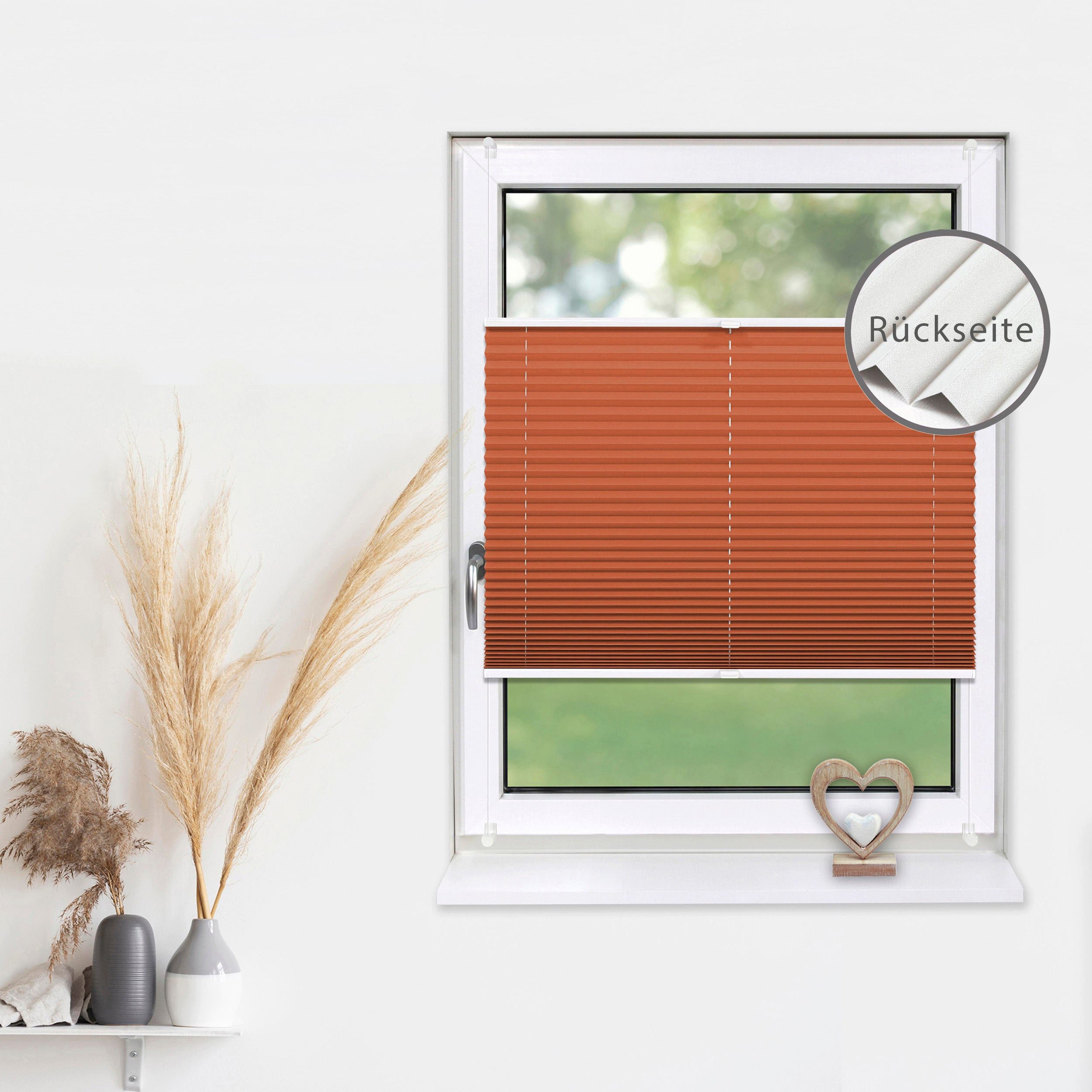 Deco-Raum Plissee Thermo Basic, abdunkelnd, Klemmträger, auf dem Fenster-/Türrahmen, Klemmfix, einfache Montage, in verschiedenen Farben und Größen ohne Bohren