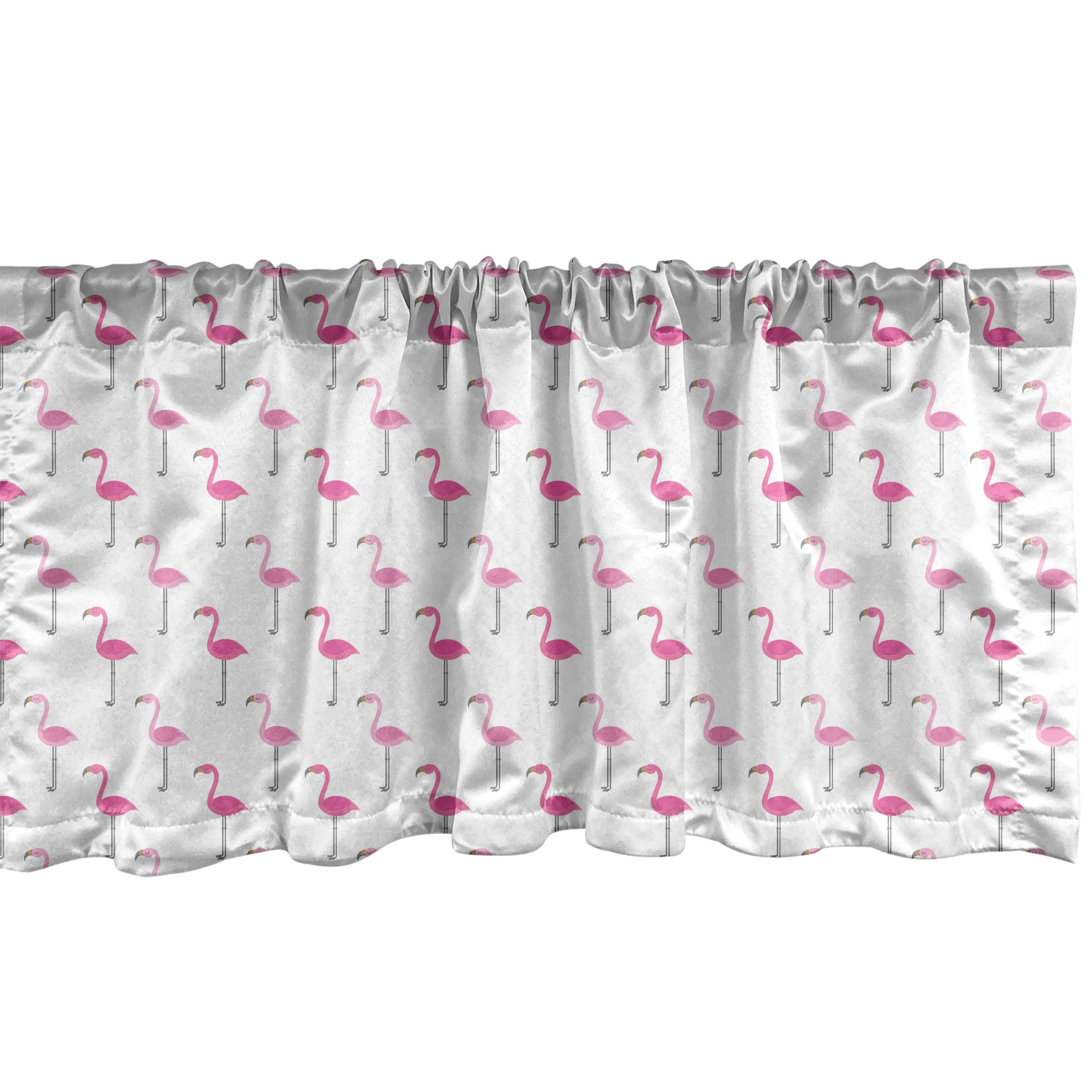 Scheibengardine Vorhang Volant für Stangentasche, Motiv Schlafzimmer Vögel mit Küche Abakuhaus, Minimal Flamingo Microfaser, Dekor Exotische