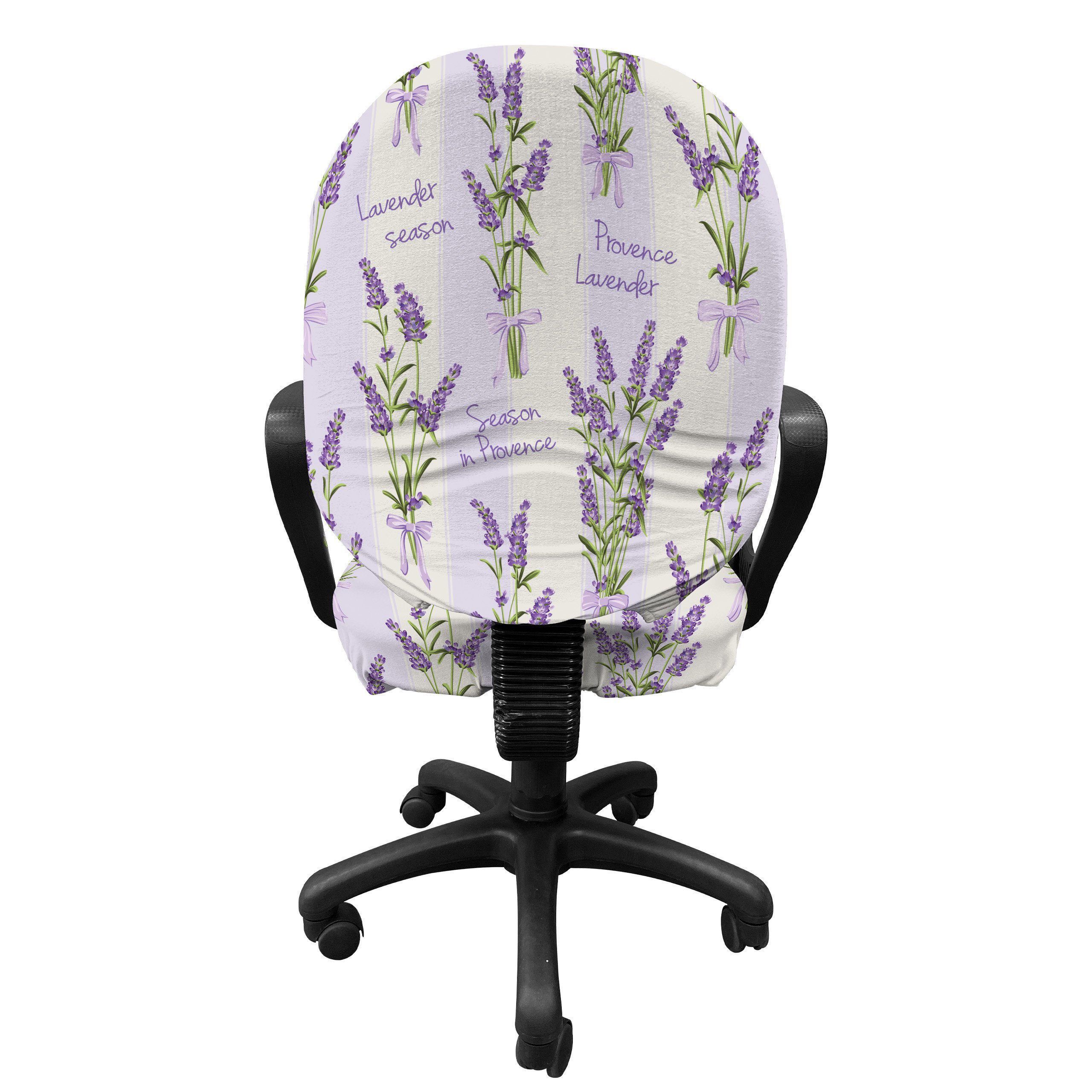 Abakuhaus, Lavendel aus Bürostuhlhusse Blumen und Streifen dekorative Schutzhülle Stretchgewebe,