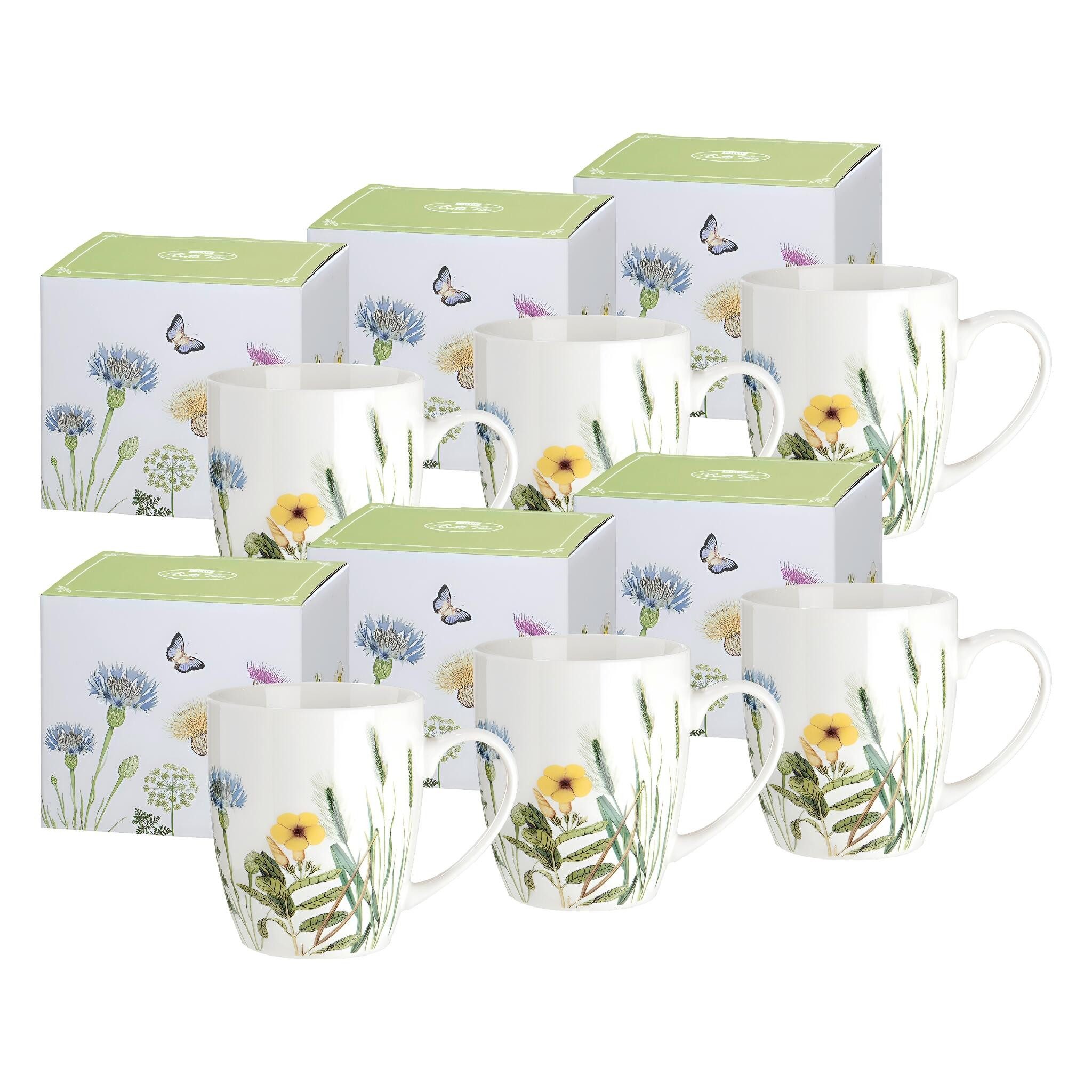 GILDE Becher 6 x Becher mit Henkel Wild Flowers