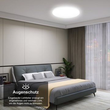LETGOSPT Deckenleuchte Ultra Dünn 24W/36W Weiß LED Deckenlampe Flach Panel Dimmbar Round IP44, LED fest integriert, Kaltweiß, Naturweiß, Warmweiß, Dimmbar mit Fernbedienung, Wohnzimmer Deckenlampe Schlafzimmerlampen