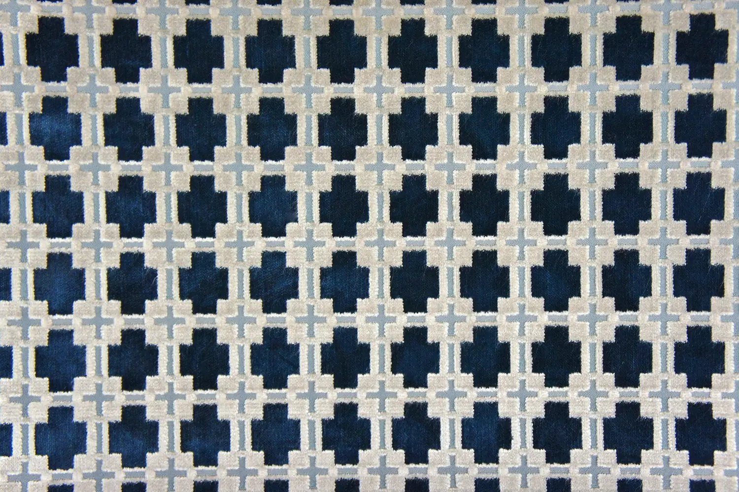 Stofferia Stoff Polsterstoff Samt Velour Jacquard Maui Dunkelblau, Meterware