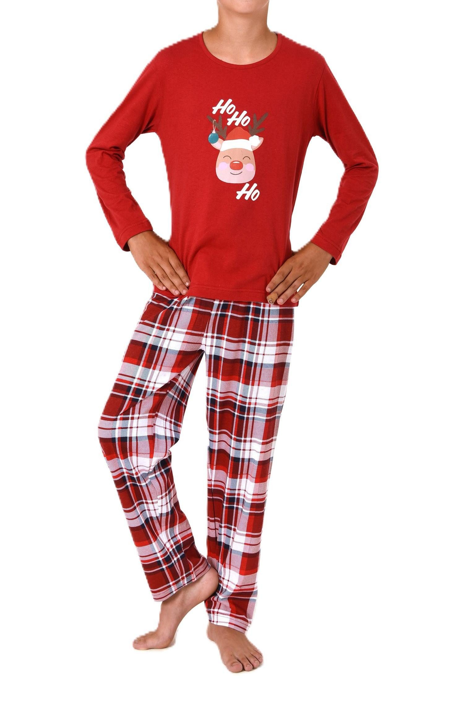 Pyjama Kinder Weihnachts Schlafanzug UNISEX Pyjama mit Renntier Motiv