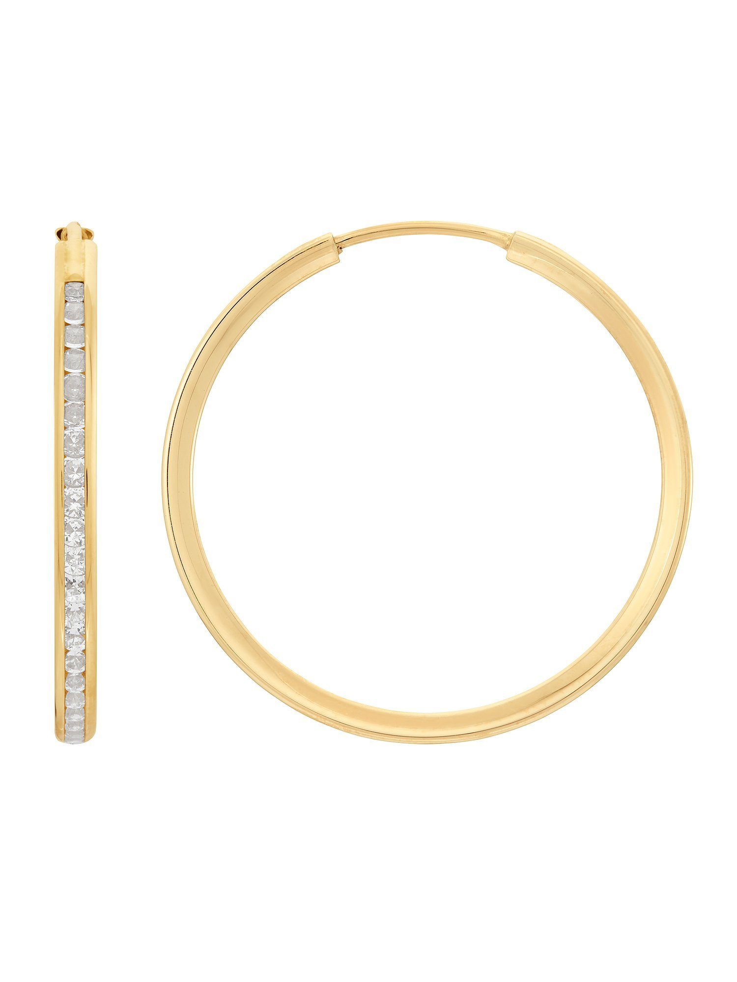 FAVS Paar Creolen FAVS Damen-Creolen 375er Gelbgold 90 Zirkonia (Paar)