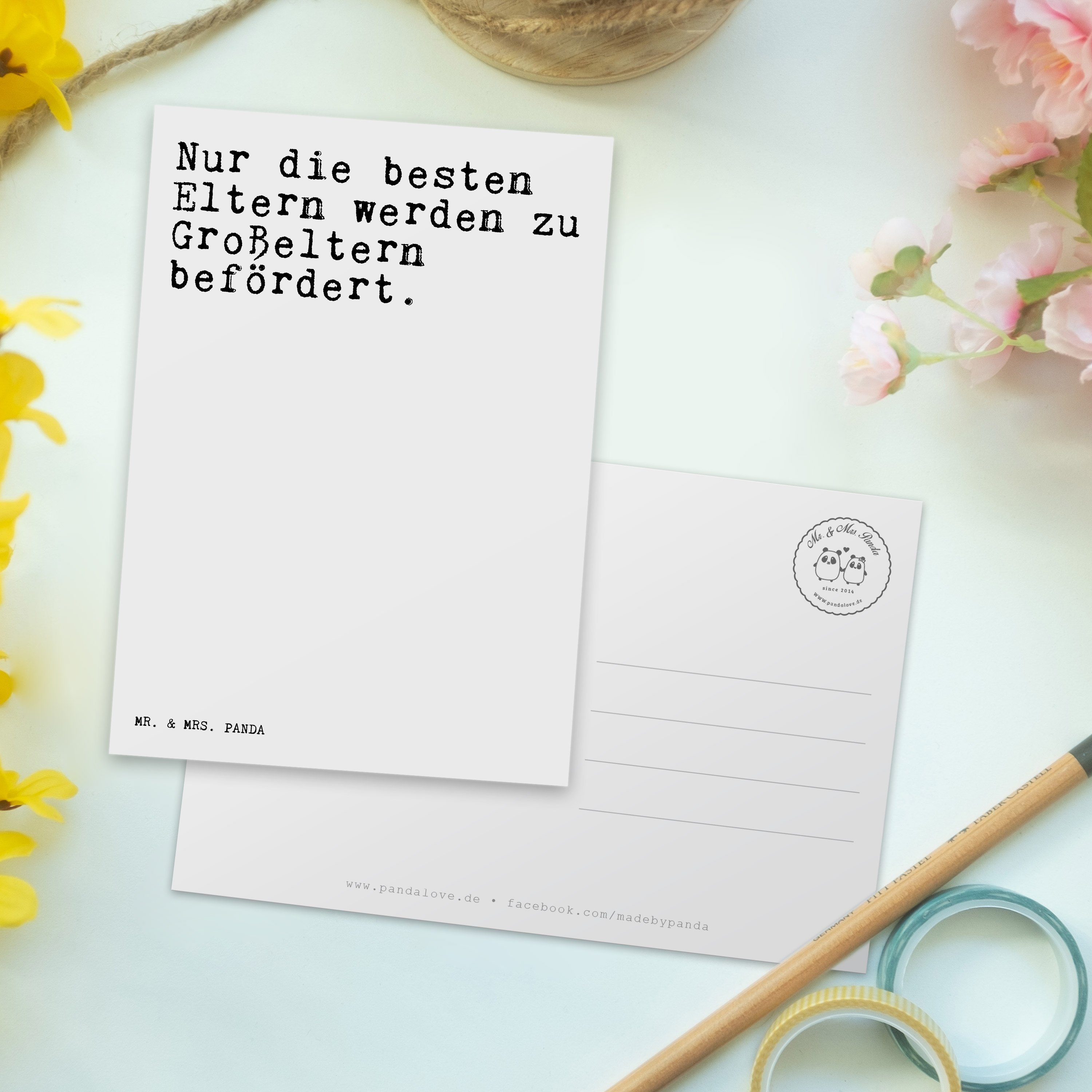 Spruch, die Weiß - Einladung Eltern... schöner Mrs. Panda Nur Geschenk, Mr. & besten - Postkarte