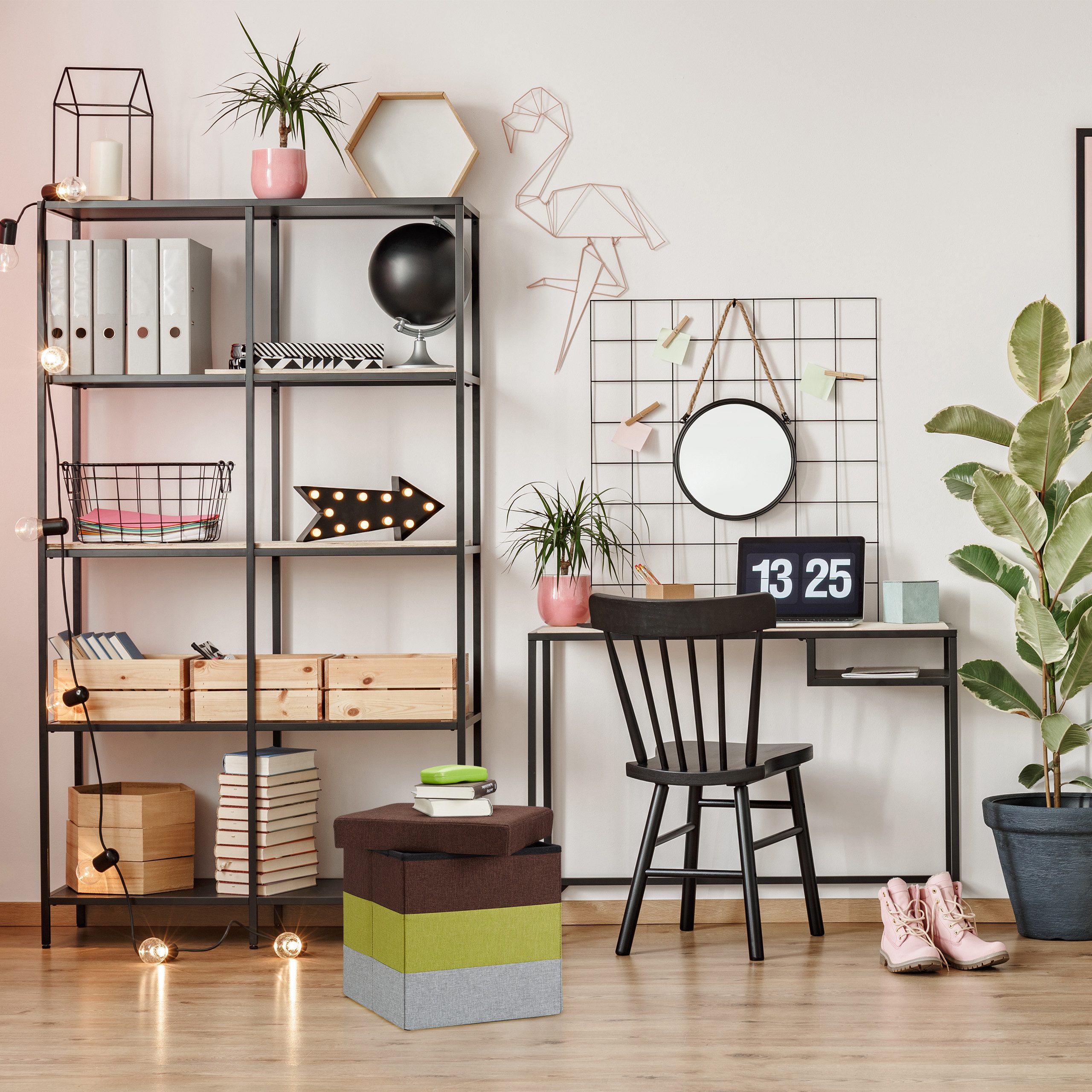 relaxdays Sitzhocker Gepolsterter Hocker mit bunten Streifen (1 St), C – Bild 5 von 5