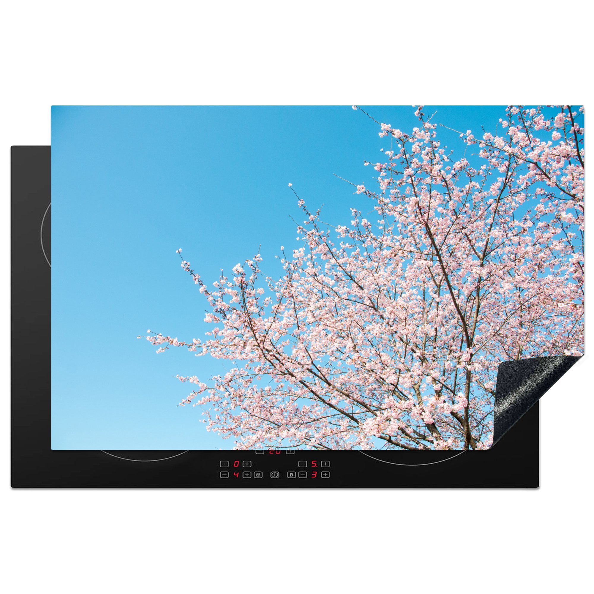 Induktionskochfeld die Japan (1 Schutz Kirschbaum für tlg), - Ceranfeldabdeckung MuchoWow Vinyl, 81x52 Herdblende-/Abdeckplatte küche, Blüte, cm, -