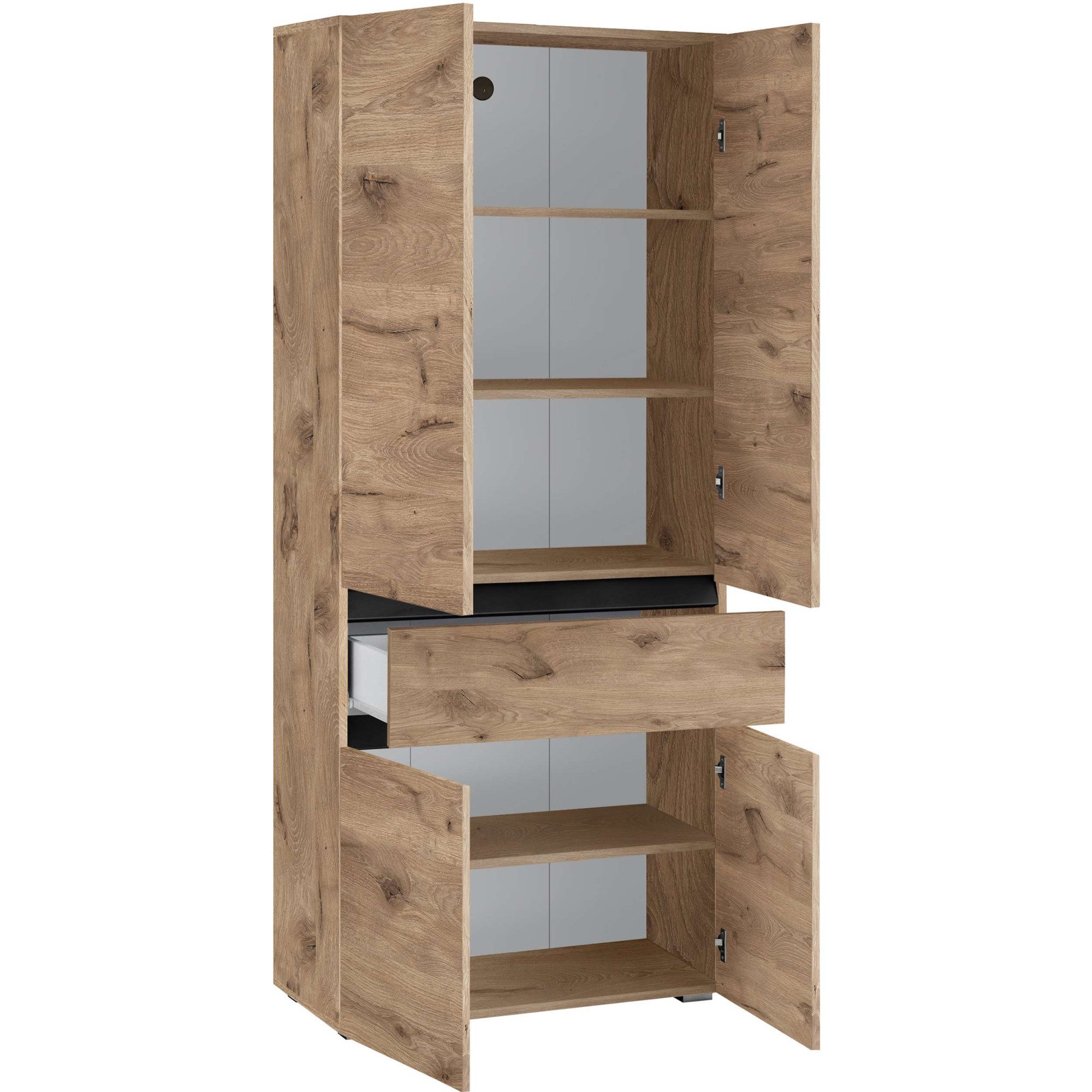 Home affaire Hochschrank Wisla mit 4 Türen & 1 Schublade, Breite 76 cm, Höhe 180 cm