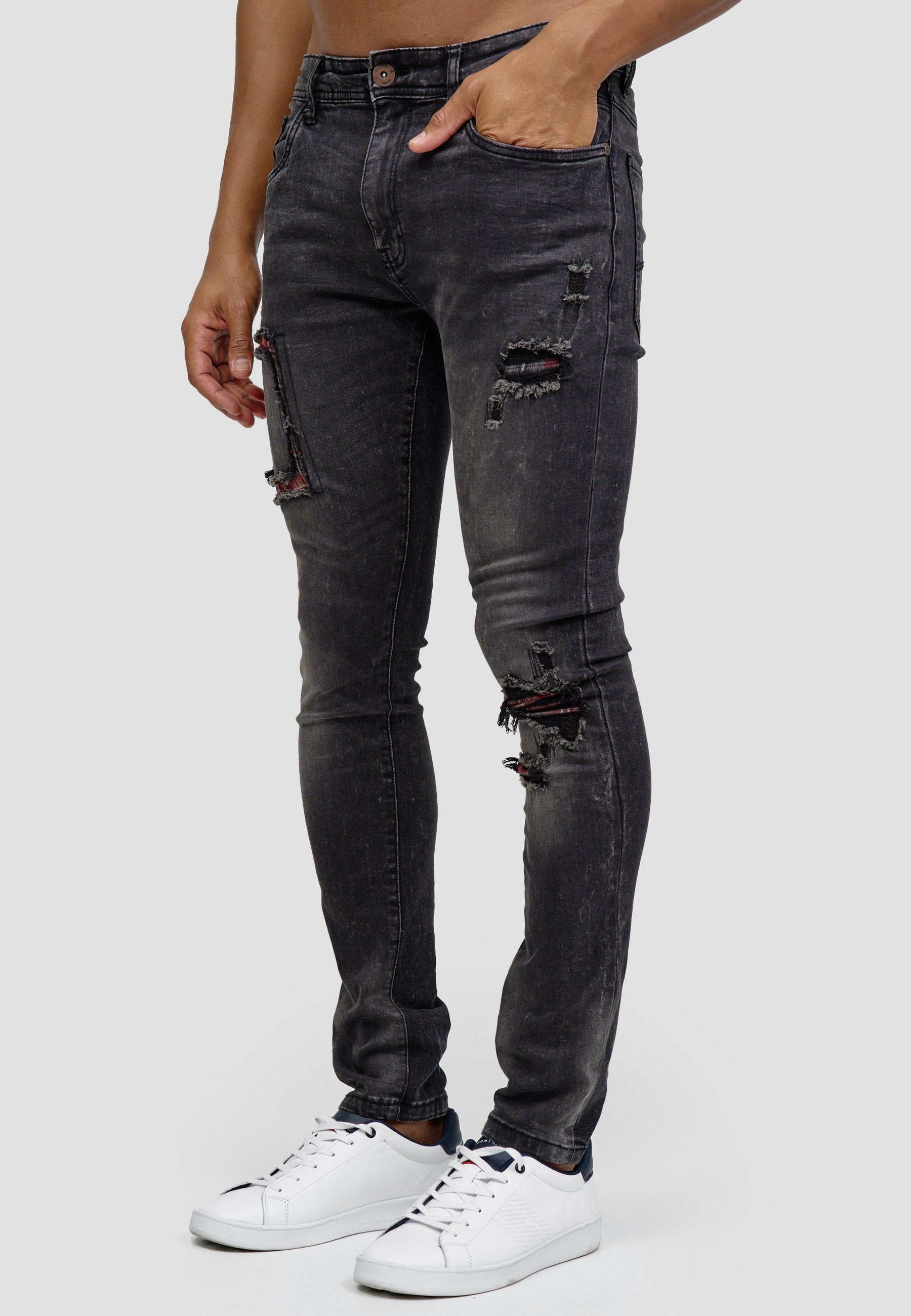 Indicode Slim-fit-Jeans Compton Vintage Black