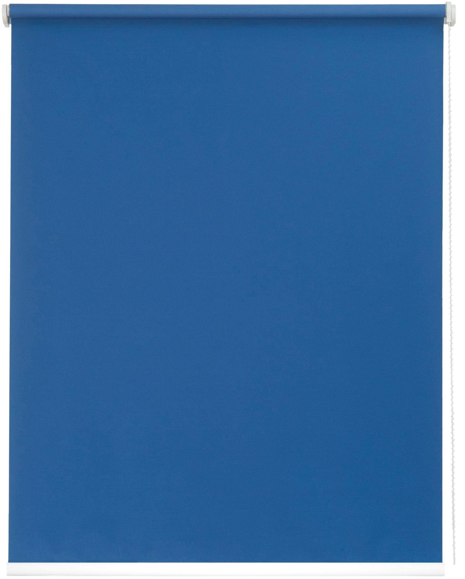 ohne Klemmfix, blau freihängend, One Style Lichtschutz, Bohren, in Made size Germany Seitenzugrollo uni, sunlines,