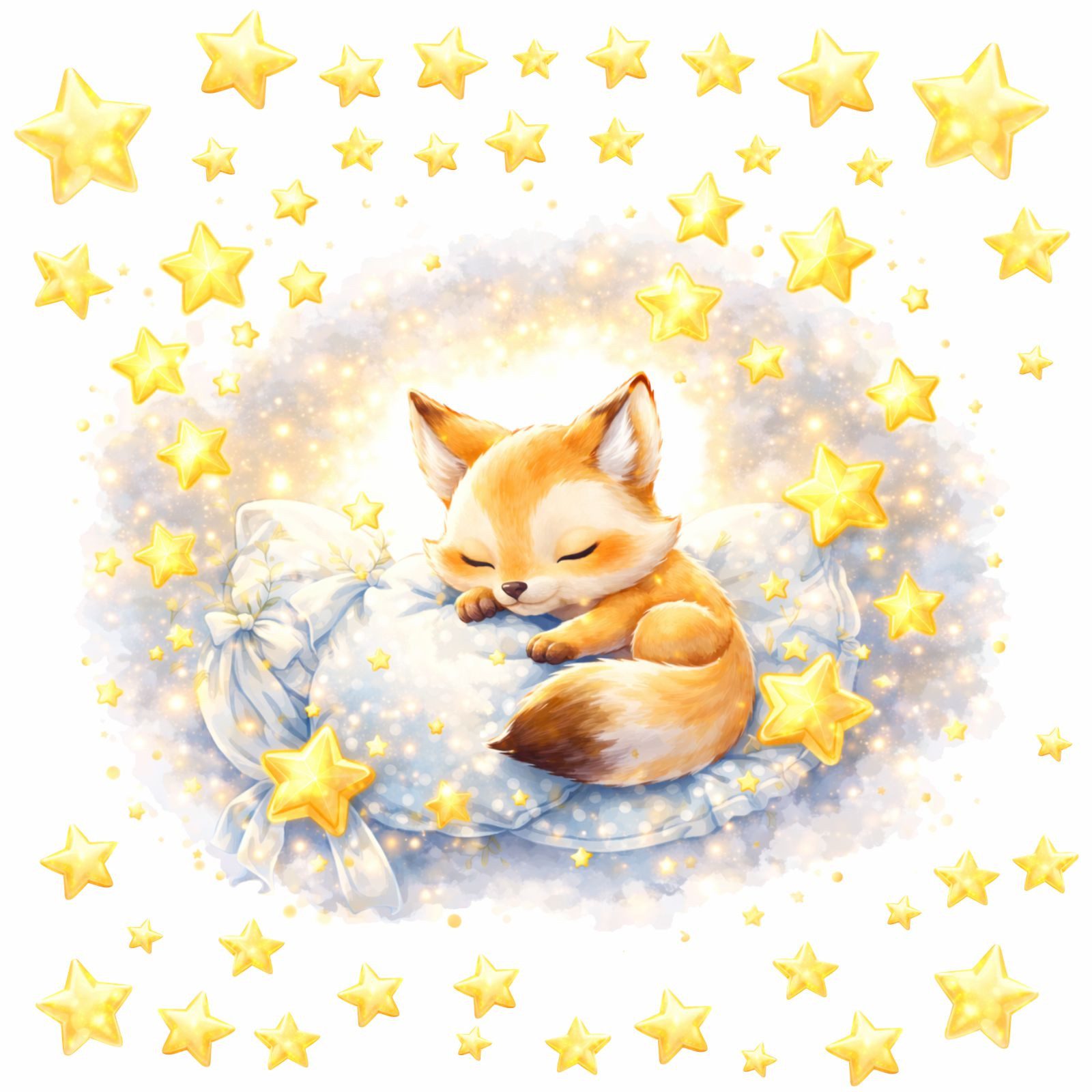 nikima Wandtattoo 279 Wandtattoo Fuchs auf Wolken mit Sternen