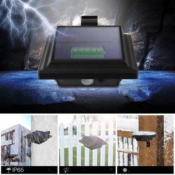 KEENZO Dachrinnenleuchten 2Stk.40LEDs Solar Dachrinne Wandleuchte mit Bewegungsmelder, Bewegungsmelder, Warmweiß