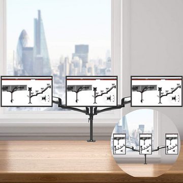 Duronic Monitorständer, (DM453 Monitorarm, Monitor Halterung 3 Bildschirme bis 27" Zoll, LCD LED Display Ständer bis 8 kg, Höhenverstellbar, Neigbar -90° bis +45°, Drehbar 360°, Monitorhalterung 3fach Arm VESA)