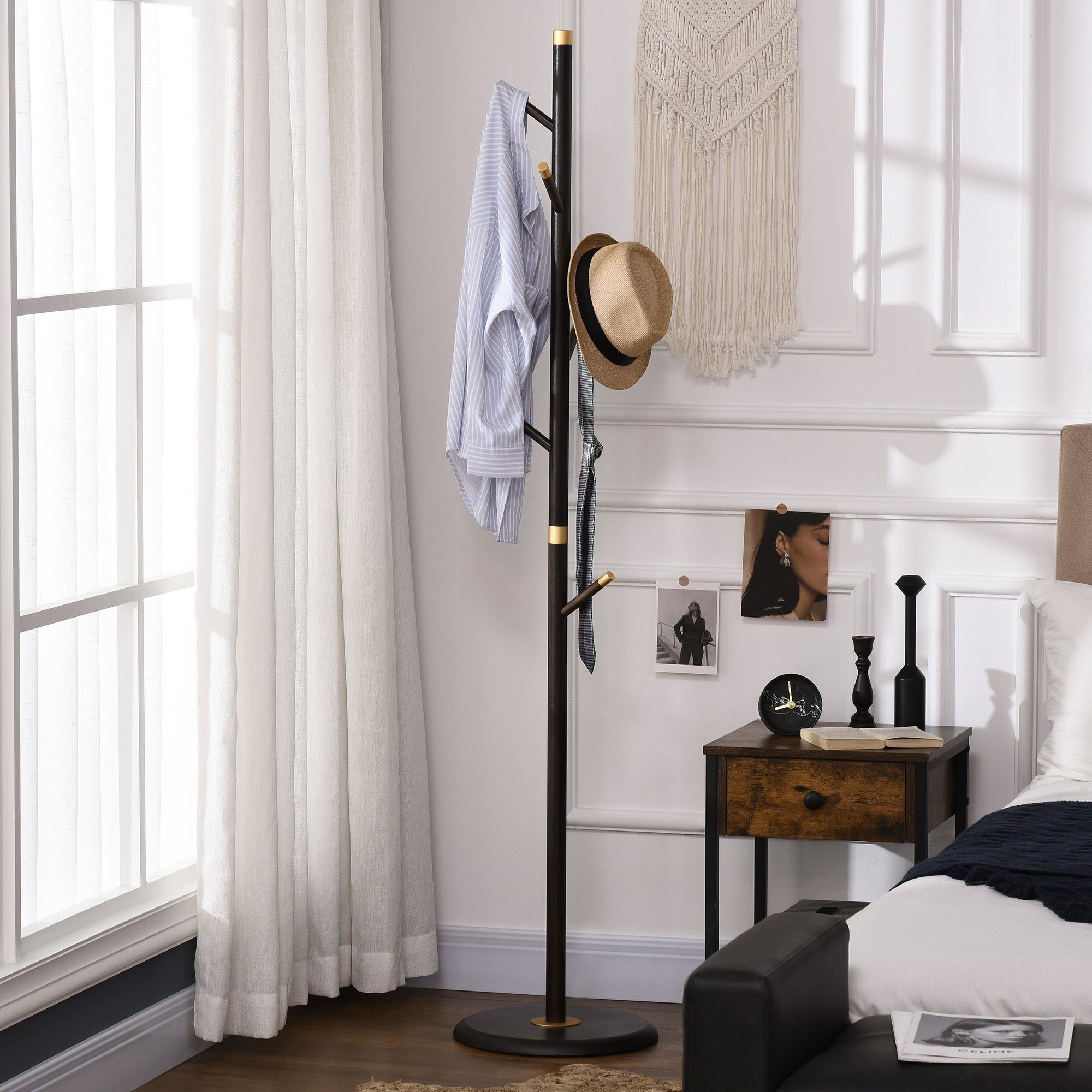 HOMCOM Garderobenständer Standgarderobe mit 6 Kleiderhaken günstig online kaufen